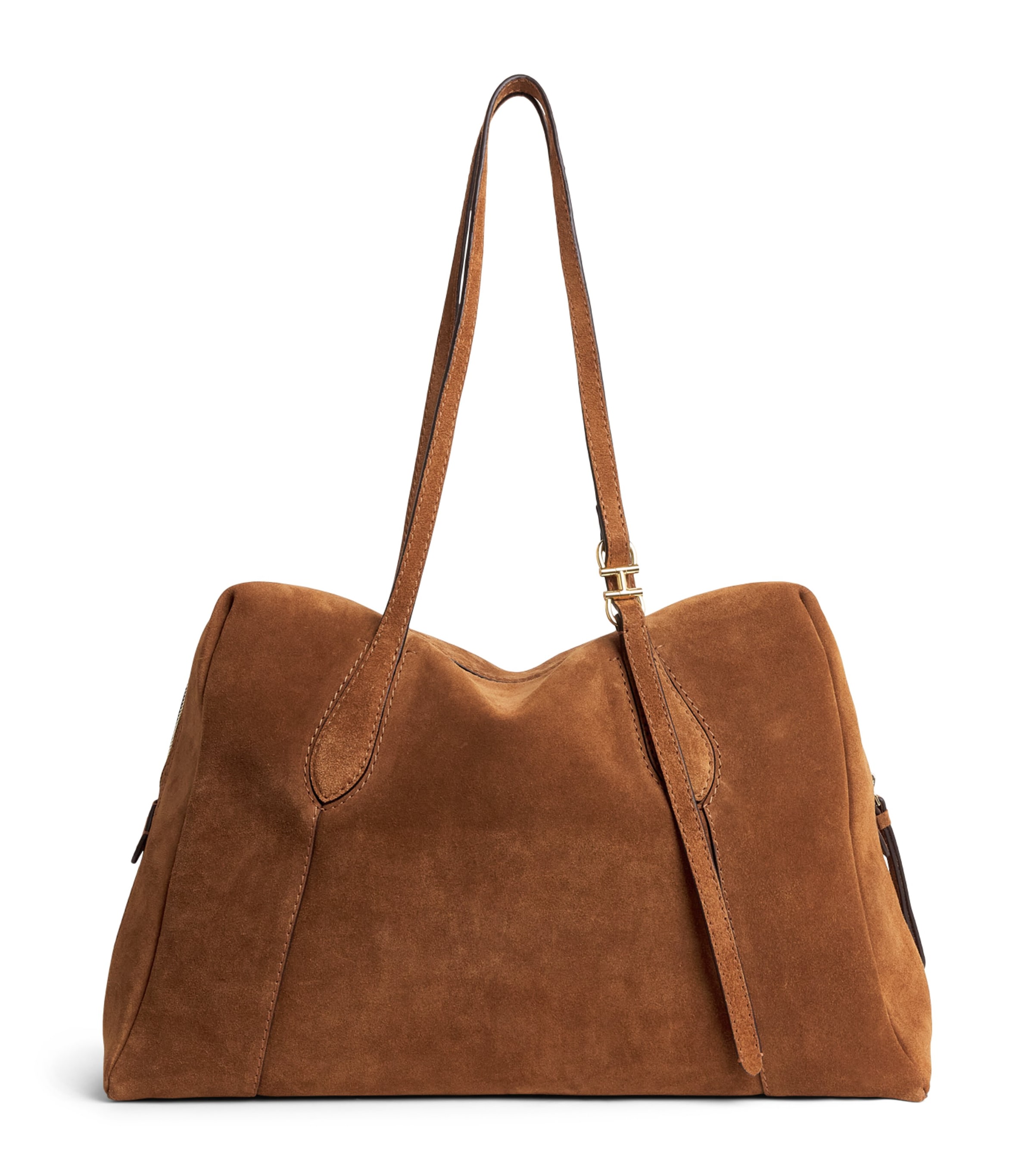 Harrods Medium Suede Wren Shoulder Bag Brown