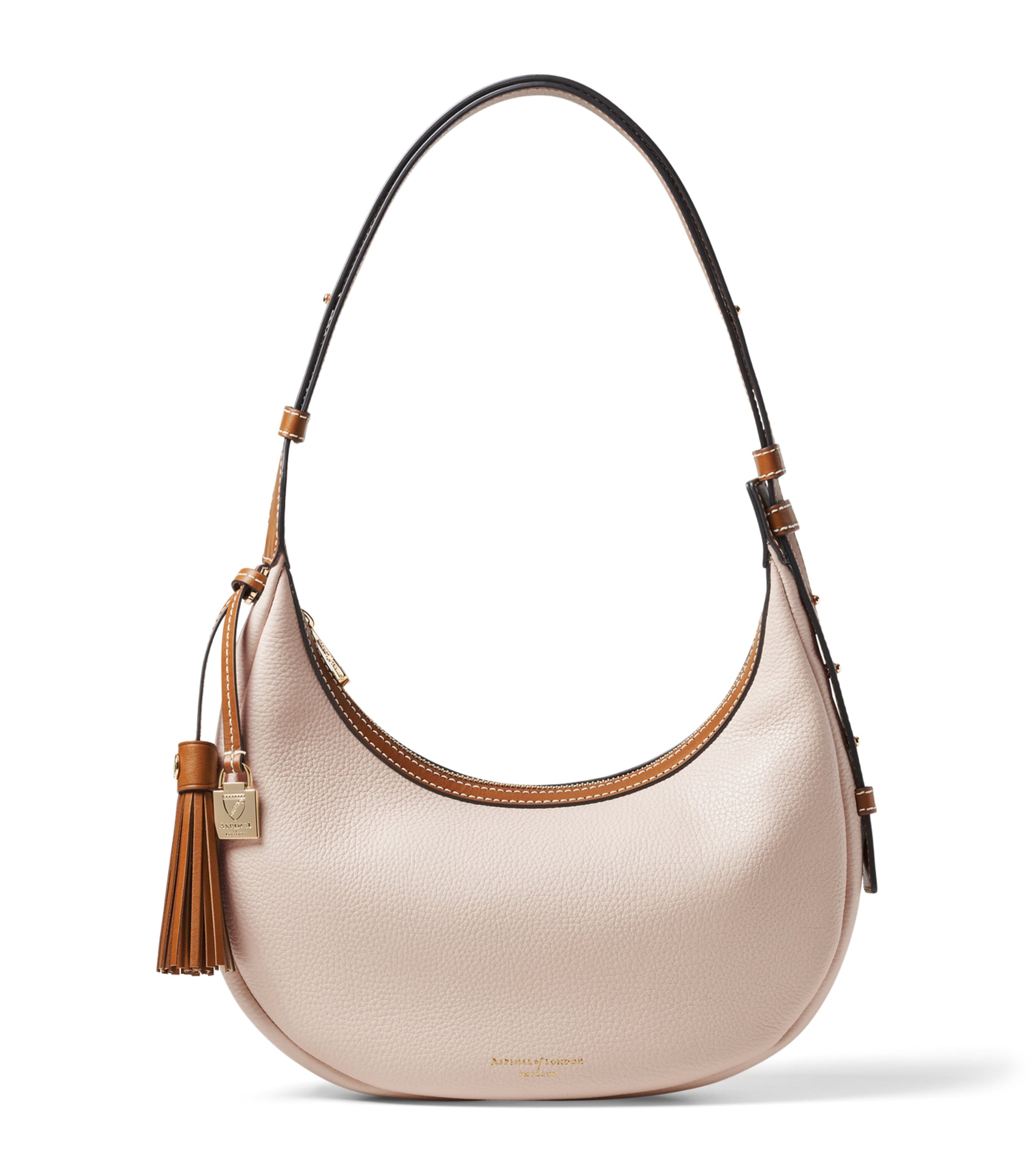 Aspinal Of London Small Leather Soho Crescent Shoulder Bag Neutral