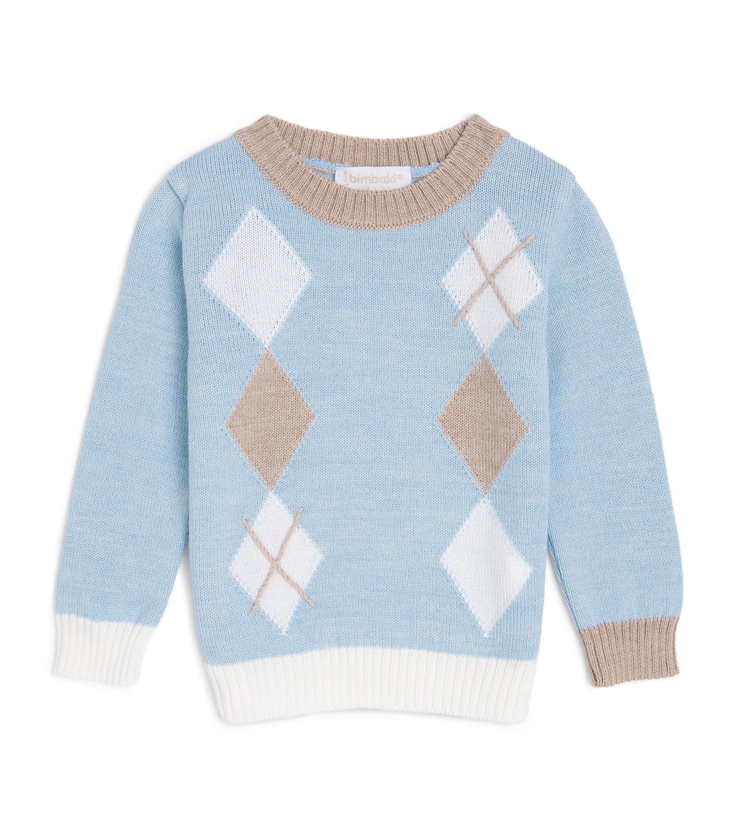 Bimbalo Argyle Sweater (1 Month-4 Years) Pale Blue