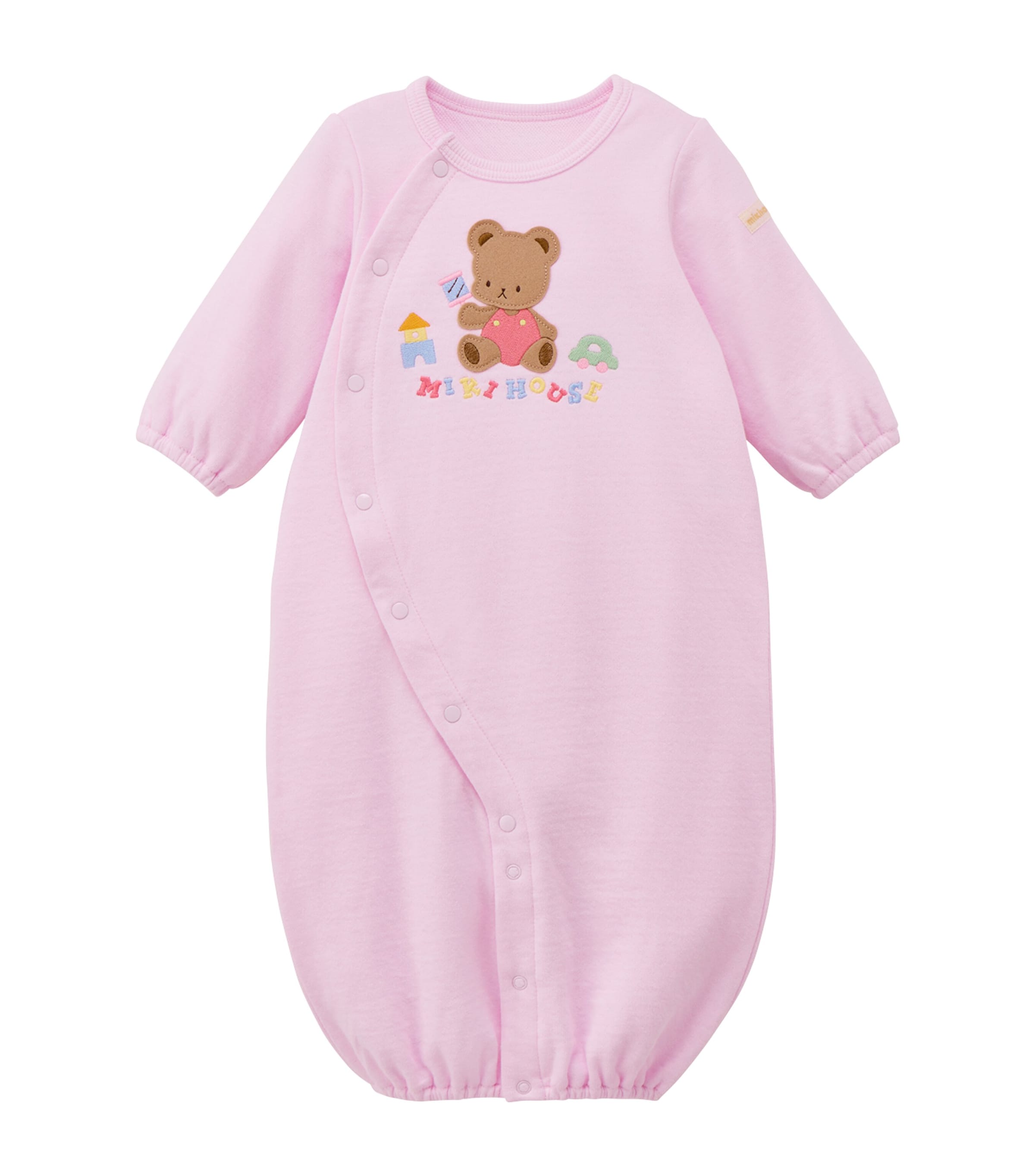 Miki House Logo Bear Embroidered Playsuit (1 Month)