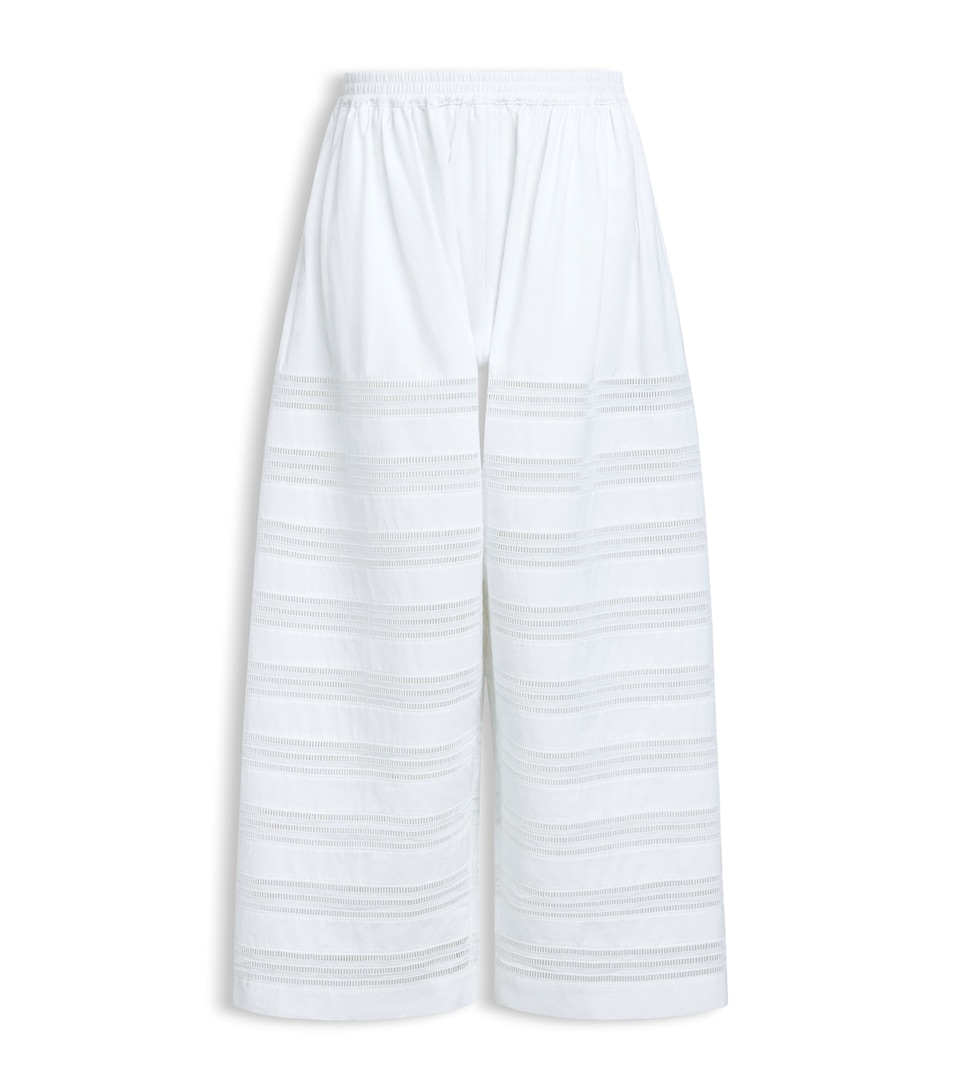 Alaïa Womens Cotton Poplin Open-Work Trousers White