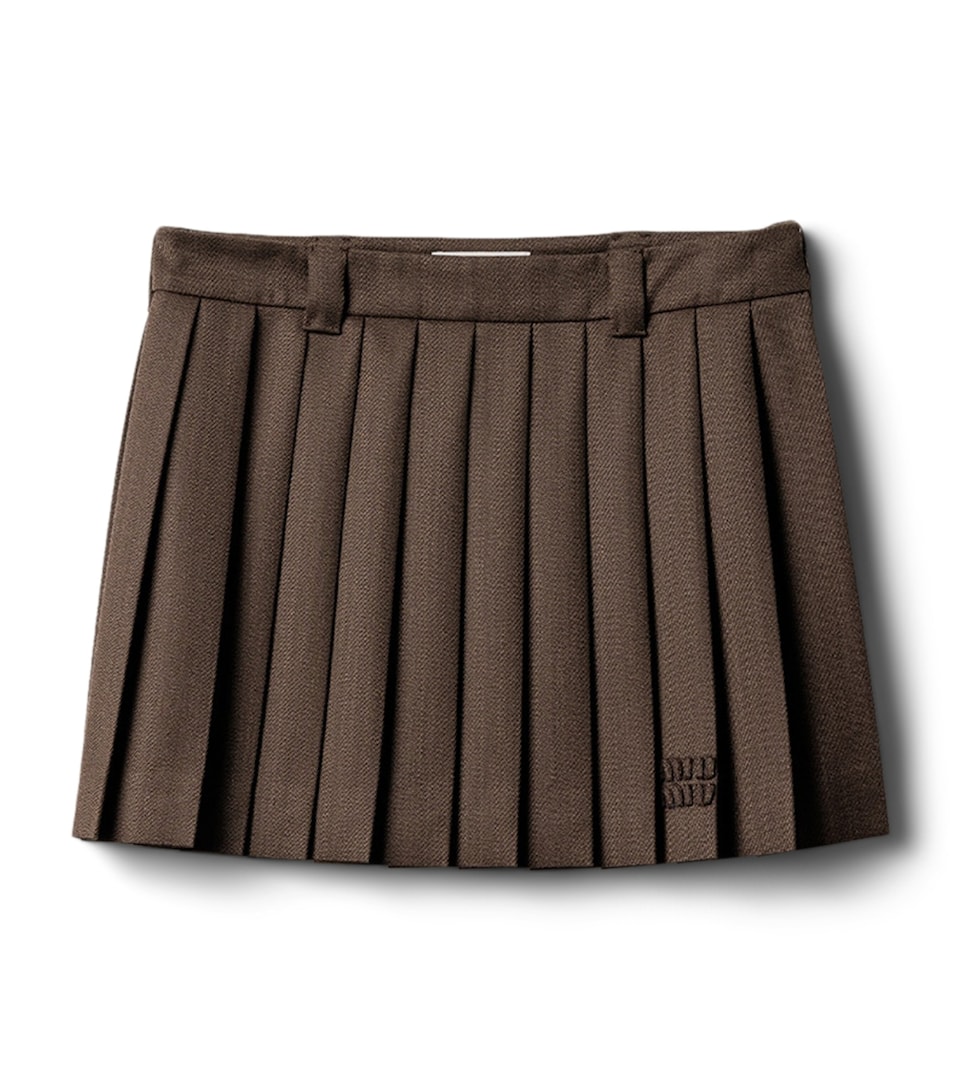 Wool Pleated Mini Skirt