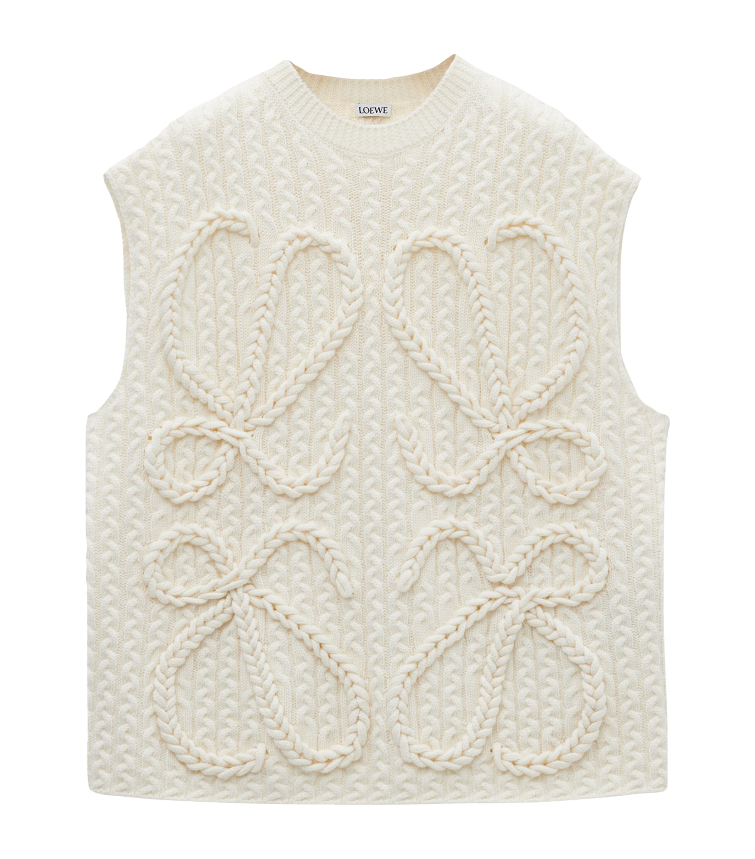 Wool Cable-Knit Anagram Sweater Vest