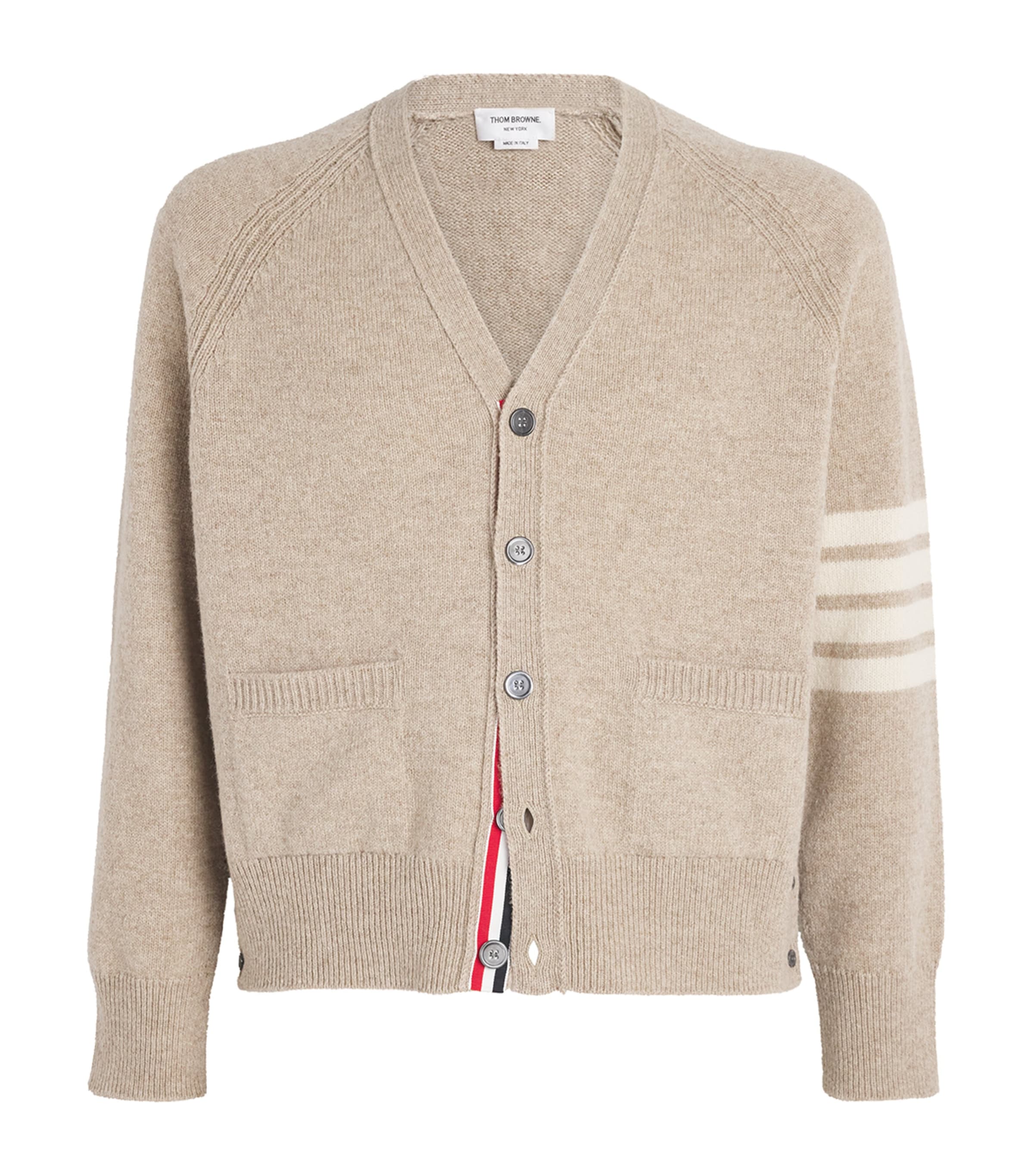 Wool 4-Bar Stripe Cardigan