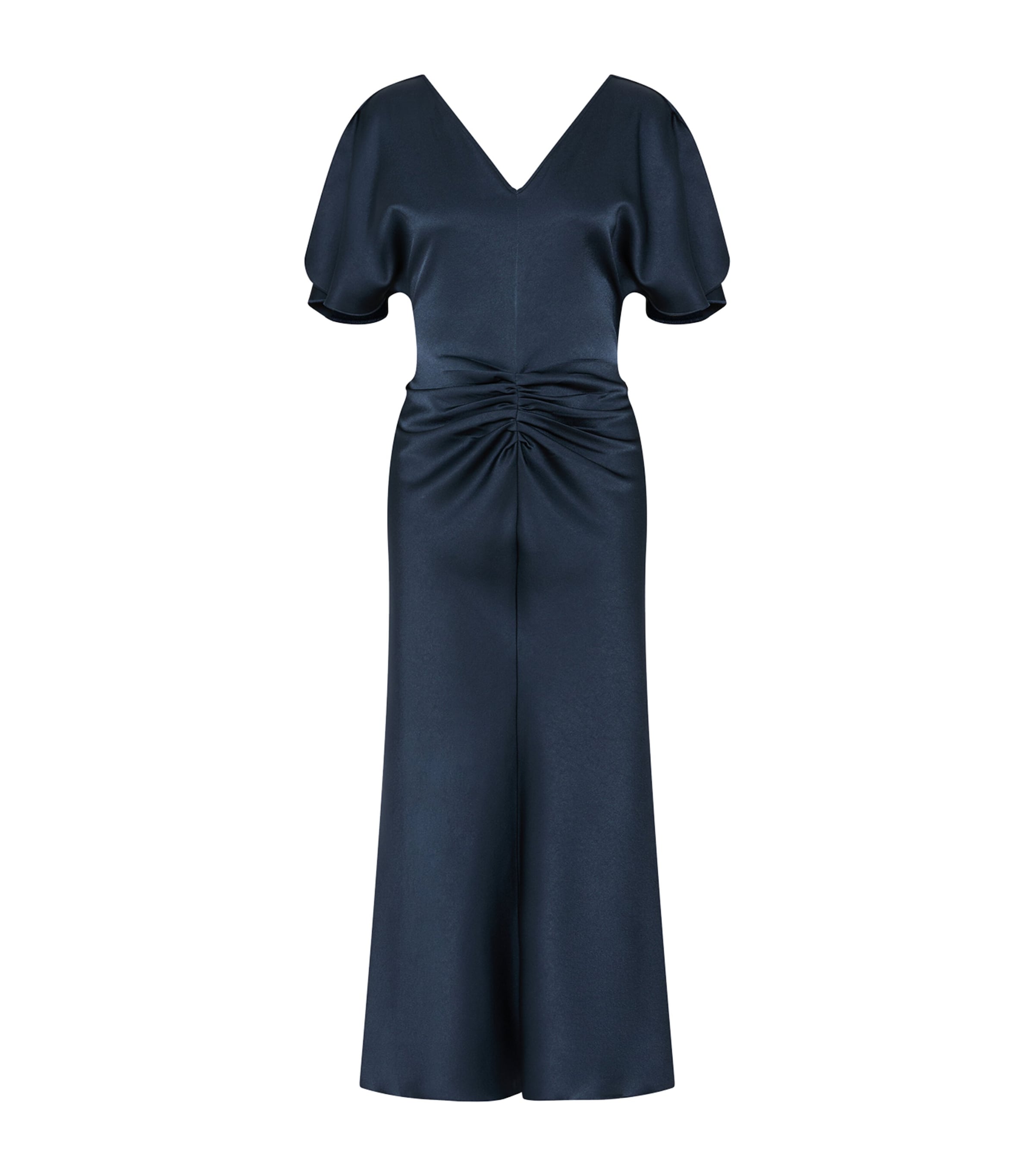 Marella Womens Satin Gathered Midi Dress Aviation