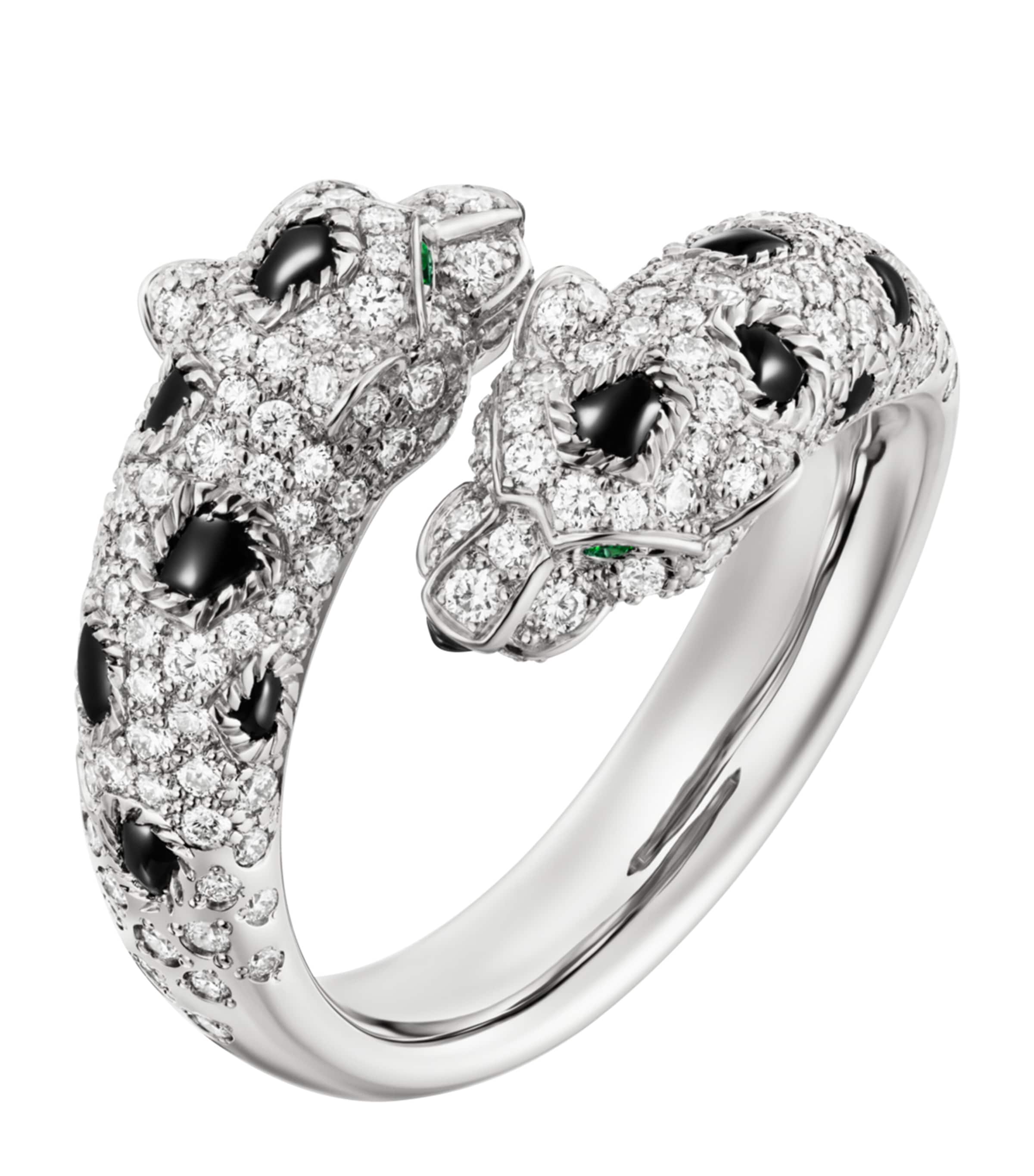 White Gold, Diamond, Emerald and Onyx Panthère de Cartier Ring