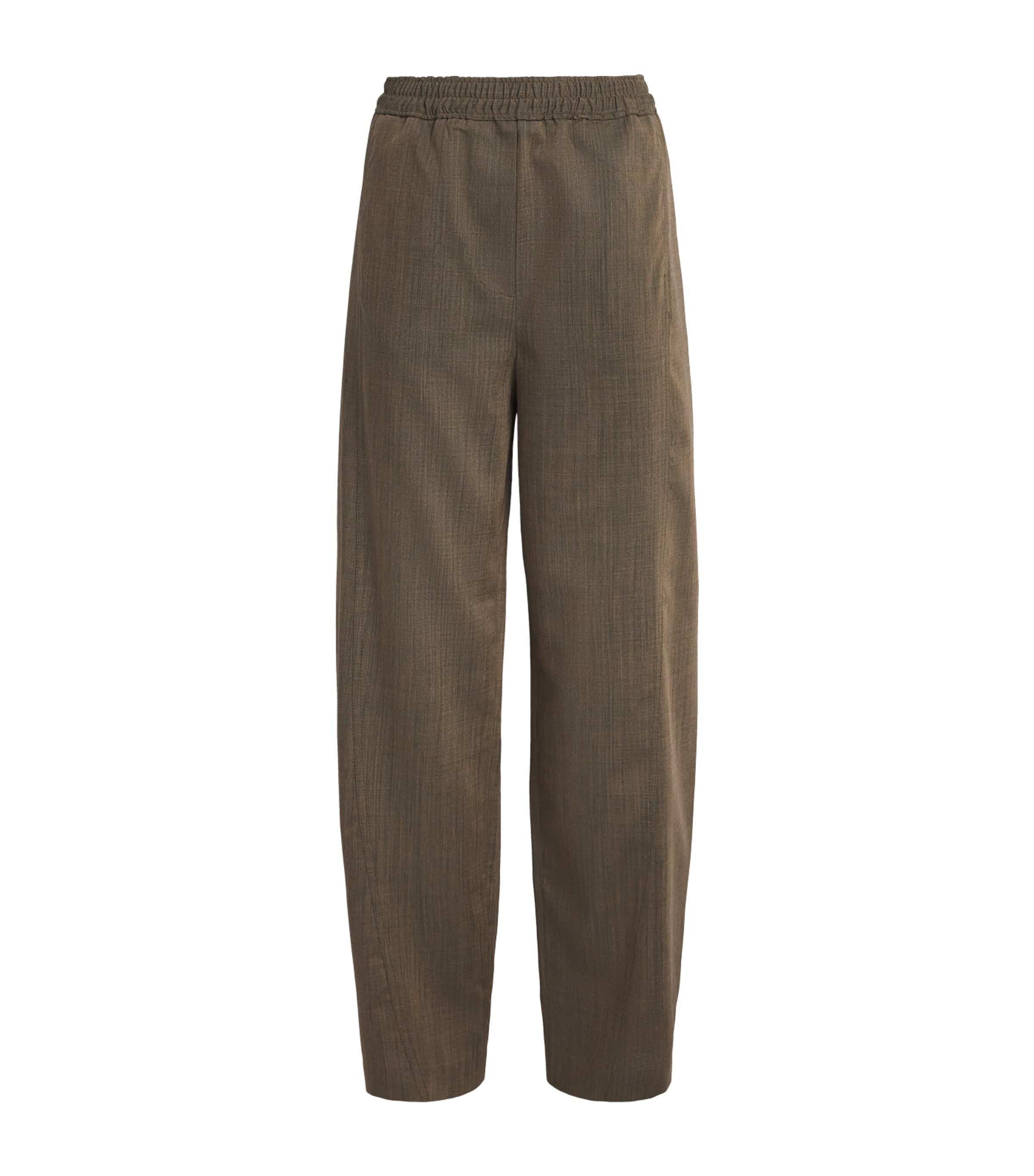 GANNI Womens Wool Elasticated Straight Trousers Zxz Canteen