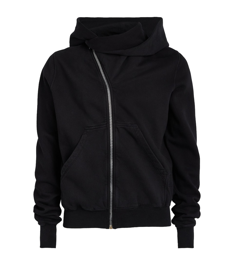 Rick Owens Mens Asymmetric Mountain Hoodie Black