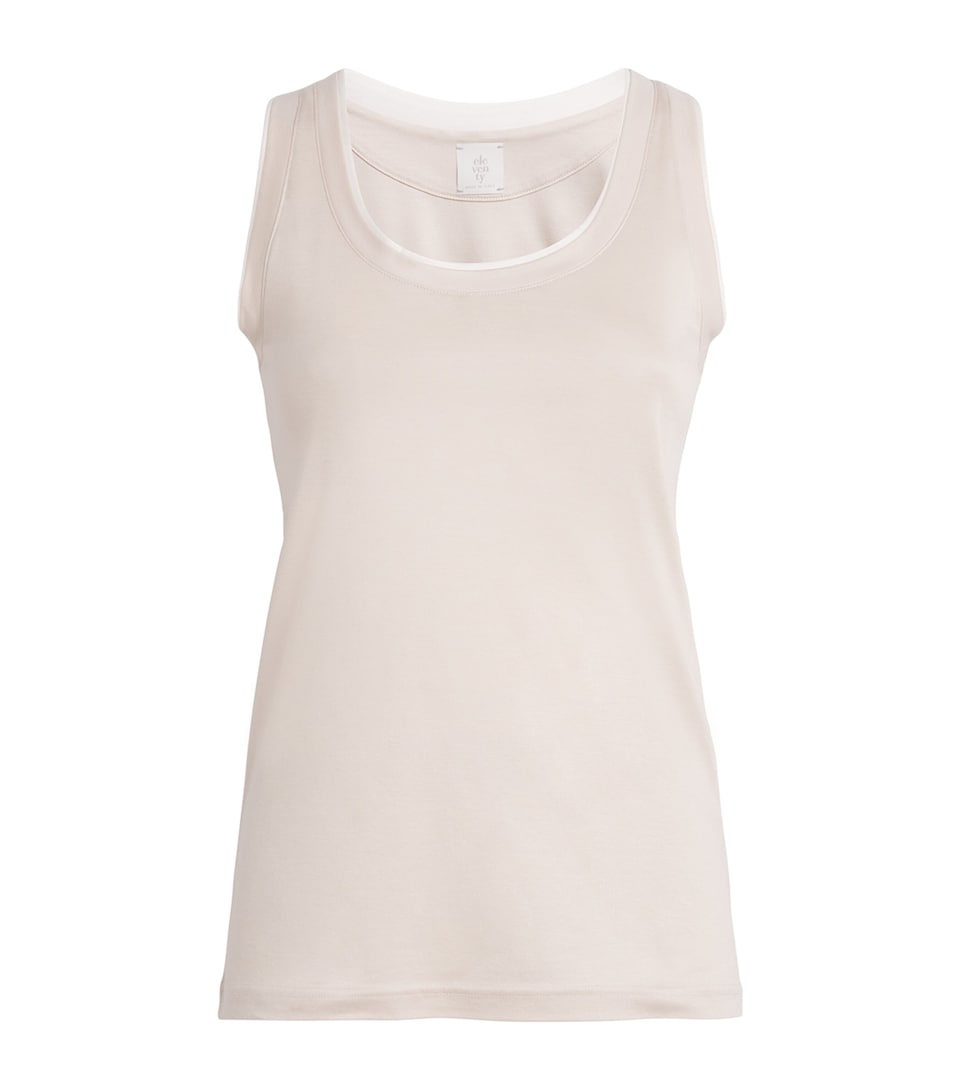 Eleventy Womens Cotton Tank Top Sabbia E Bianco