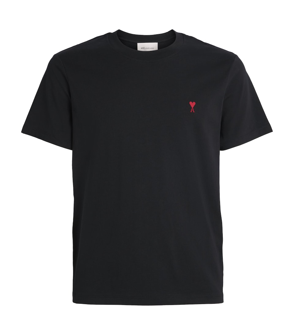 AMI Paris Mens Cotton Ami de Coeur T-Shirt Noir