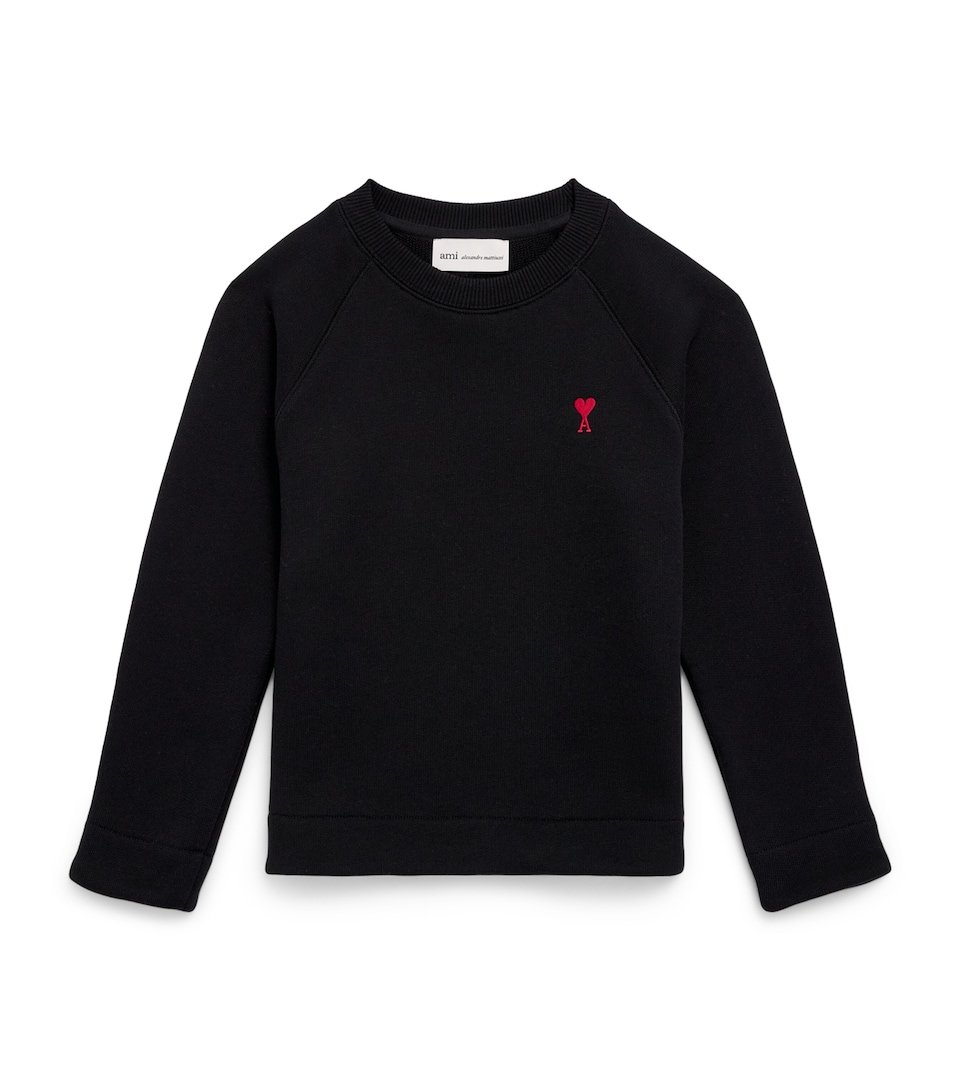 AMI Paris Cotton Ami de Coeur Sweatshirt (4-12 Years) : Noir