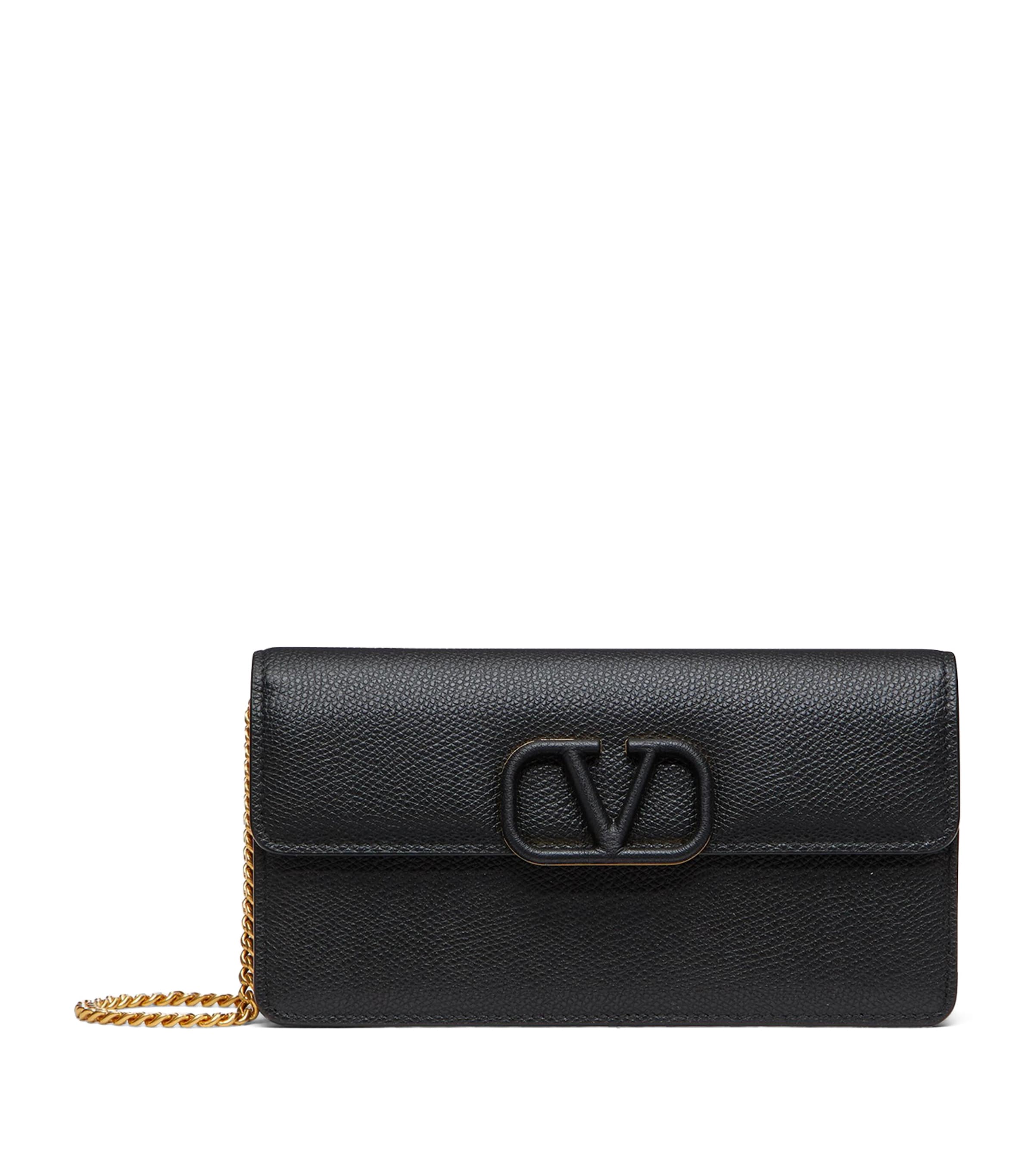 Leather VLogo Signature Chain Wallet