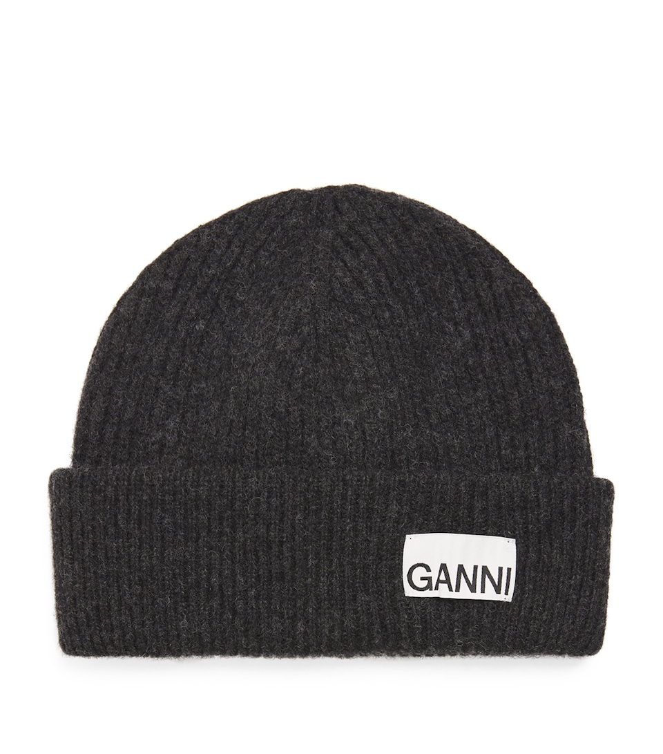 Logo-Patch Ribbed Beanie