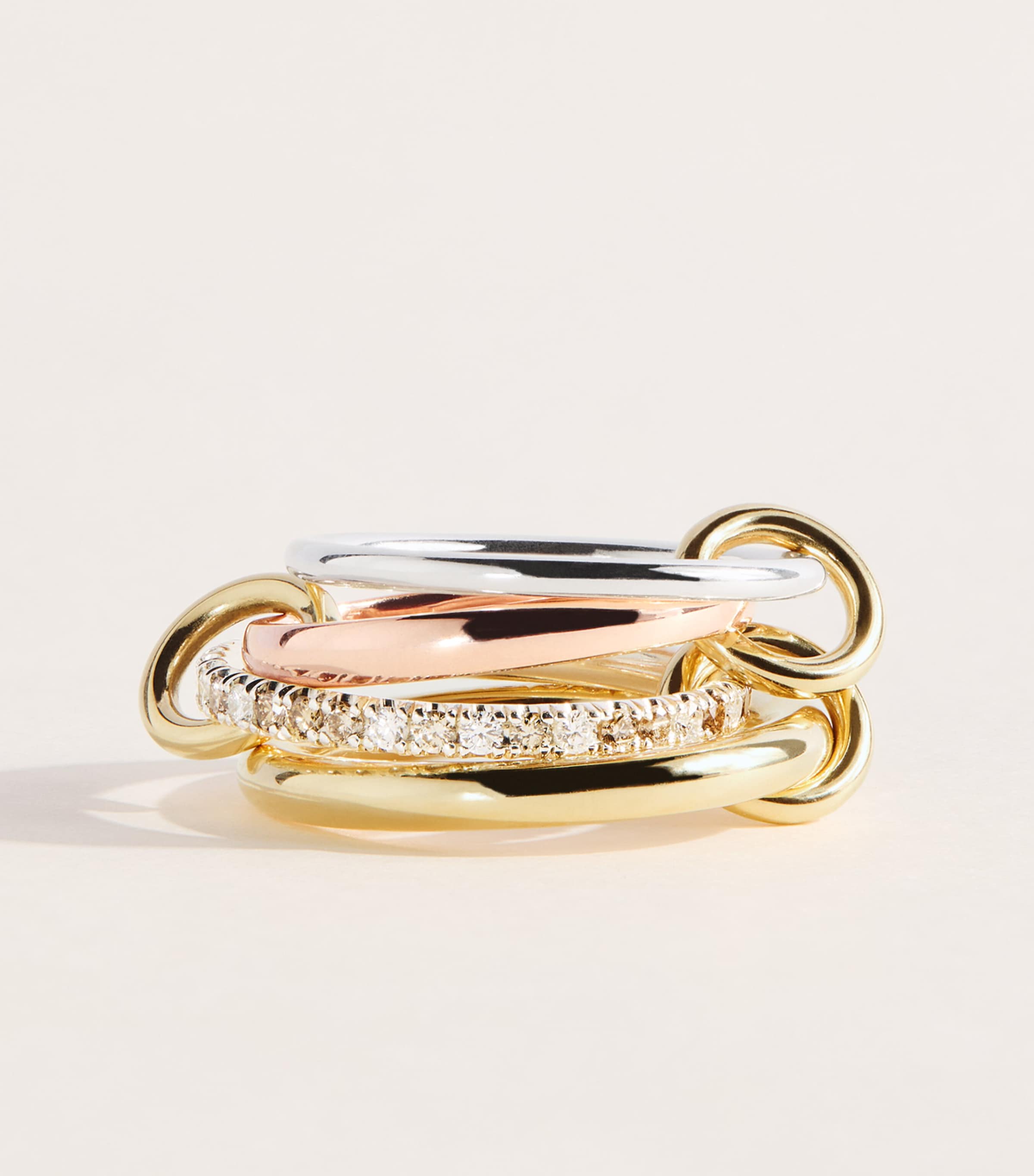 Spinelli Kilcollin Mixed Gold, Sterling Silver and Diamond Cancer Ring Sterling Silver