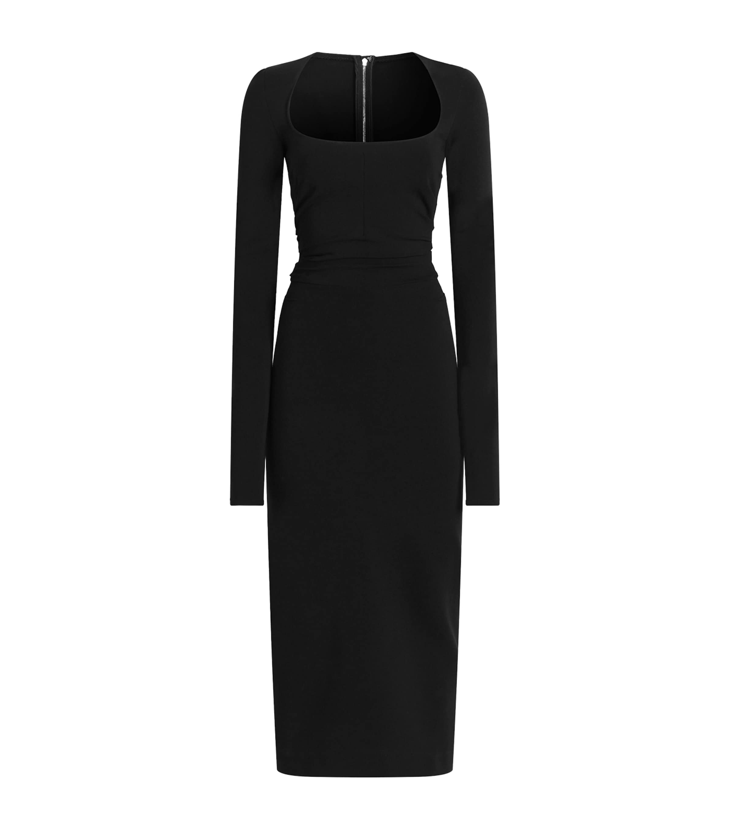 Dolce&Gabbana Womens Cady Long-Sleeve Midi Dress Black
