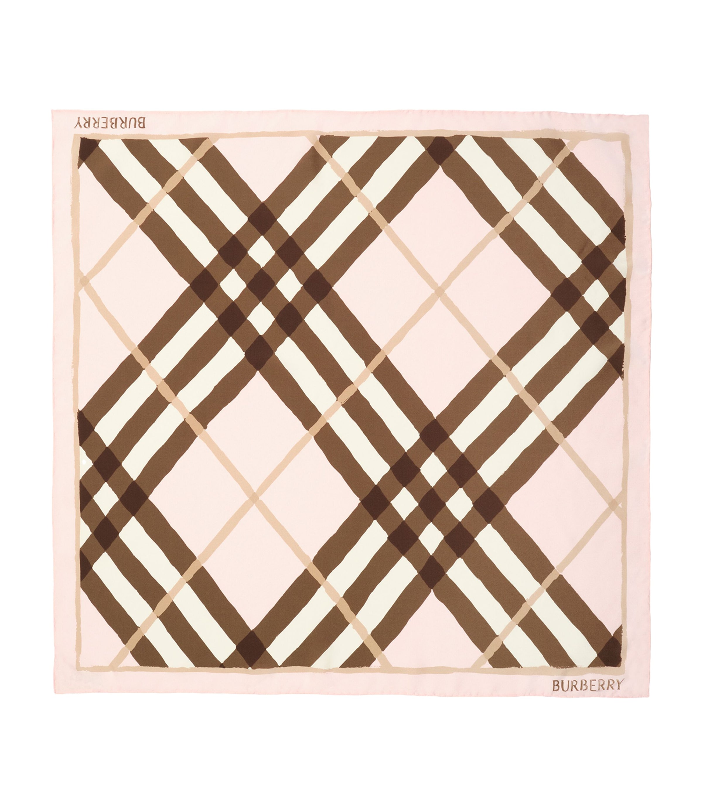 Burberry Silk Watercolour Check Scarf Bow Pink Ip Check