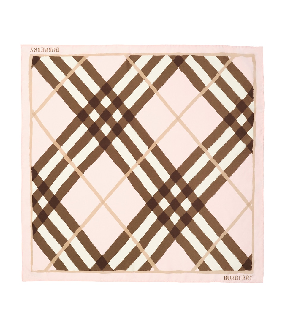 Burberry Silk Watercolour Check Scarf Bow Pink Ip Check