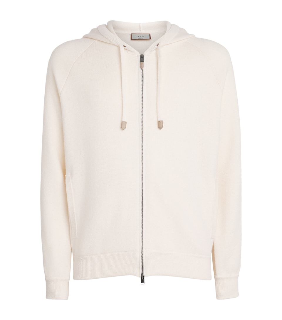 Canali Mens Wool-Cashmere Zip-Up Hoodie