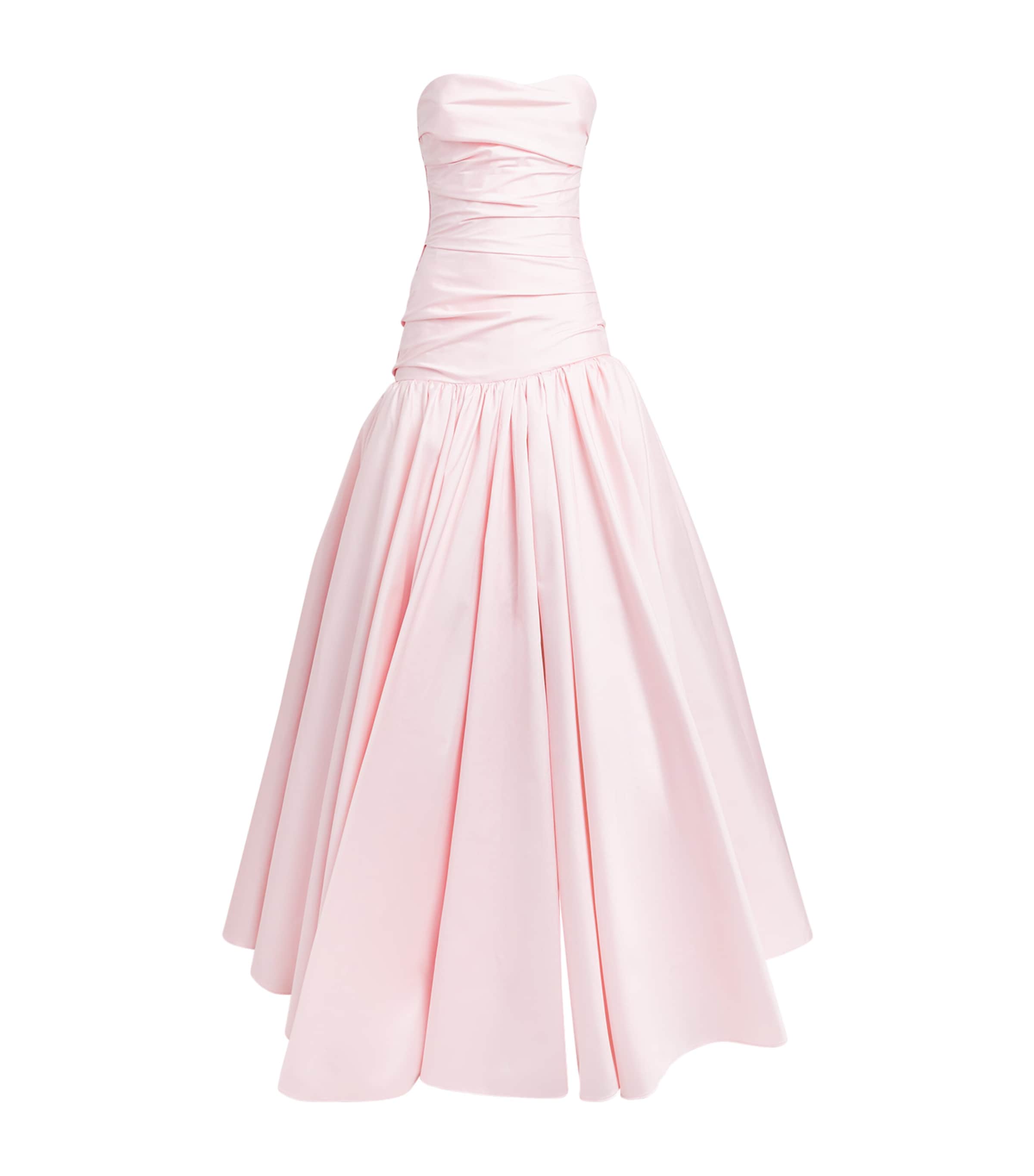 Marmar Halim Womens Taffeta Strapless Draped Gown Pink
