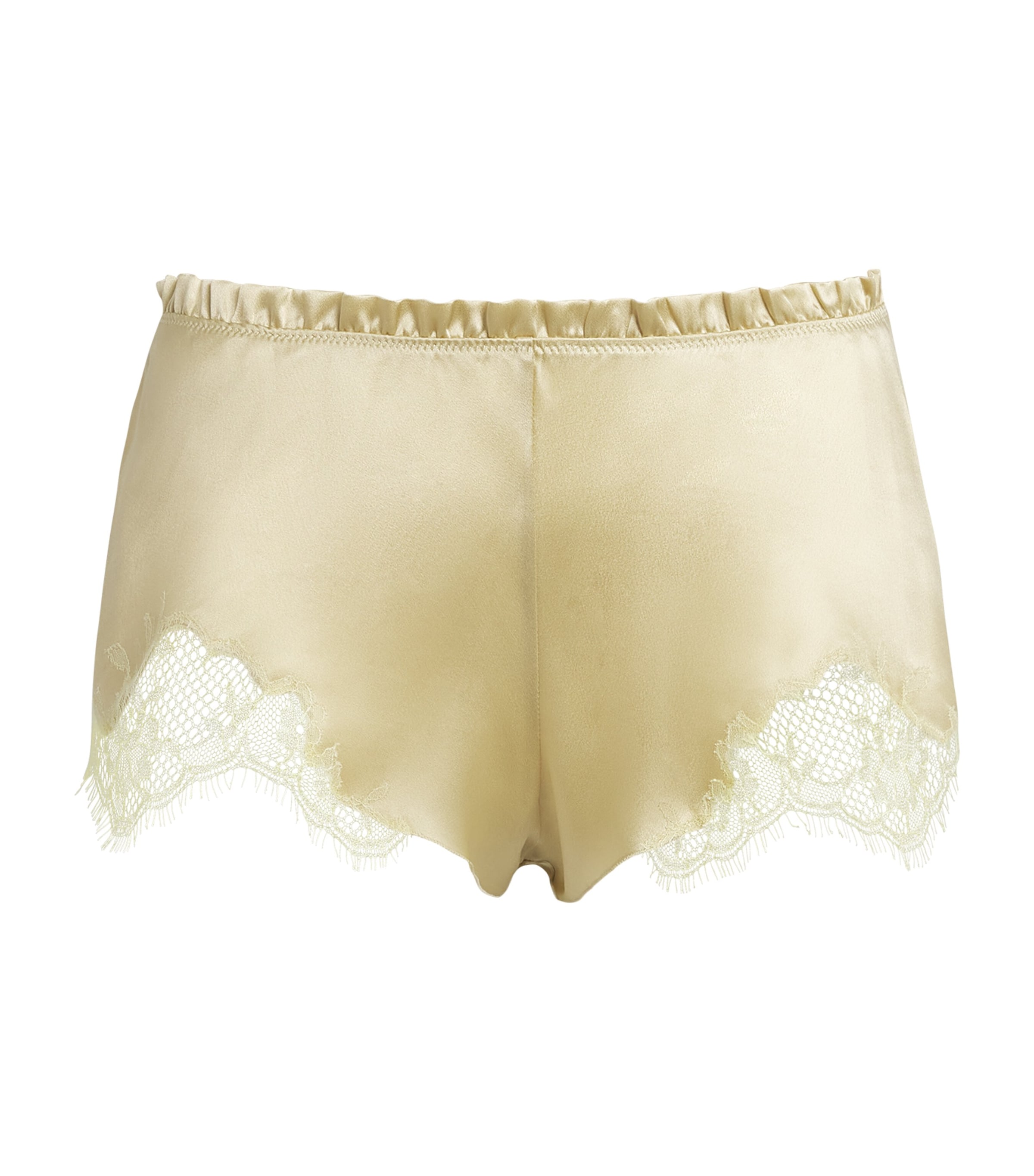 Carine Gilson Womens Silk Lace-Trim Louise Shorts Lime / Citron