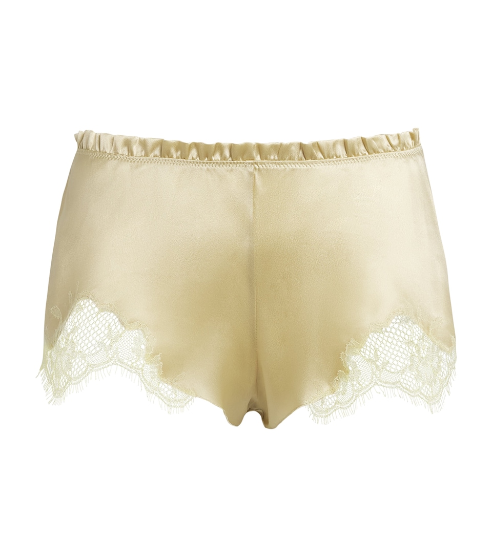 Carine Gilson Womens Silk Lace-Trim Louise Shorts Lime / Citron