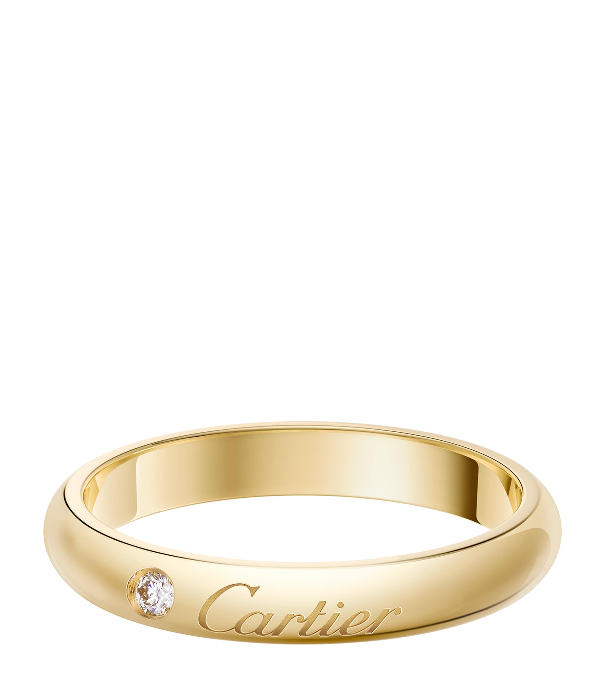 Yellow Gold and Diamond C de Cartier Curved Wedding Ring