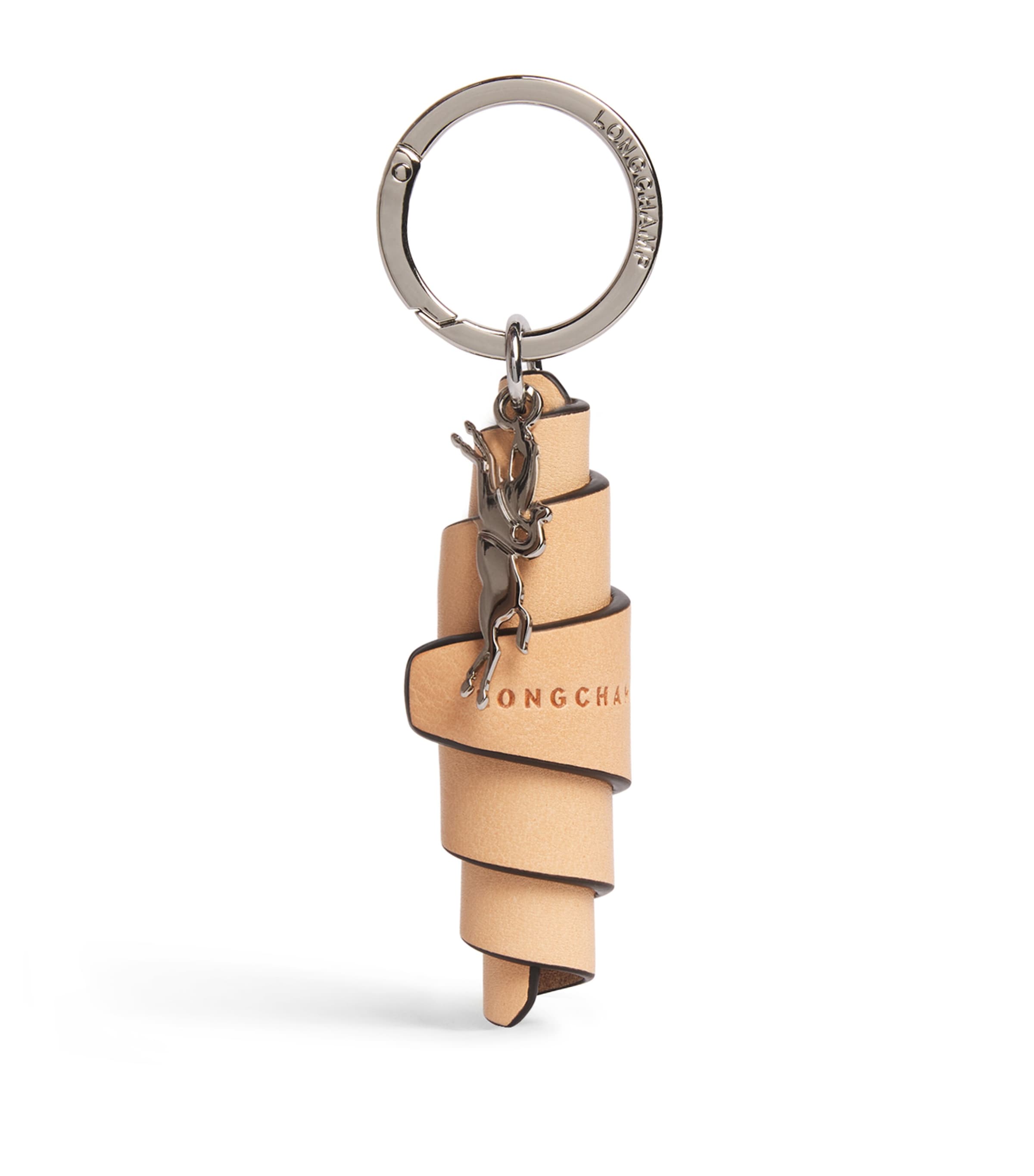 Longchamp Leather Croissant Keyring Vegetal