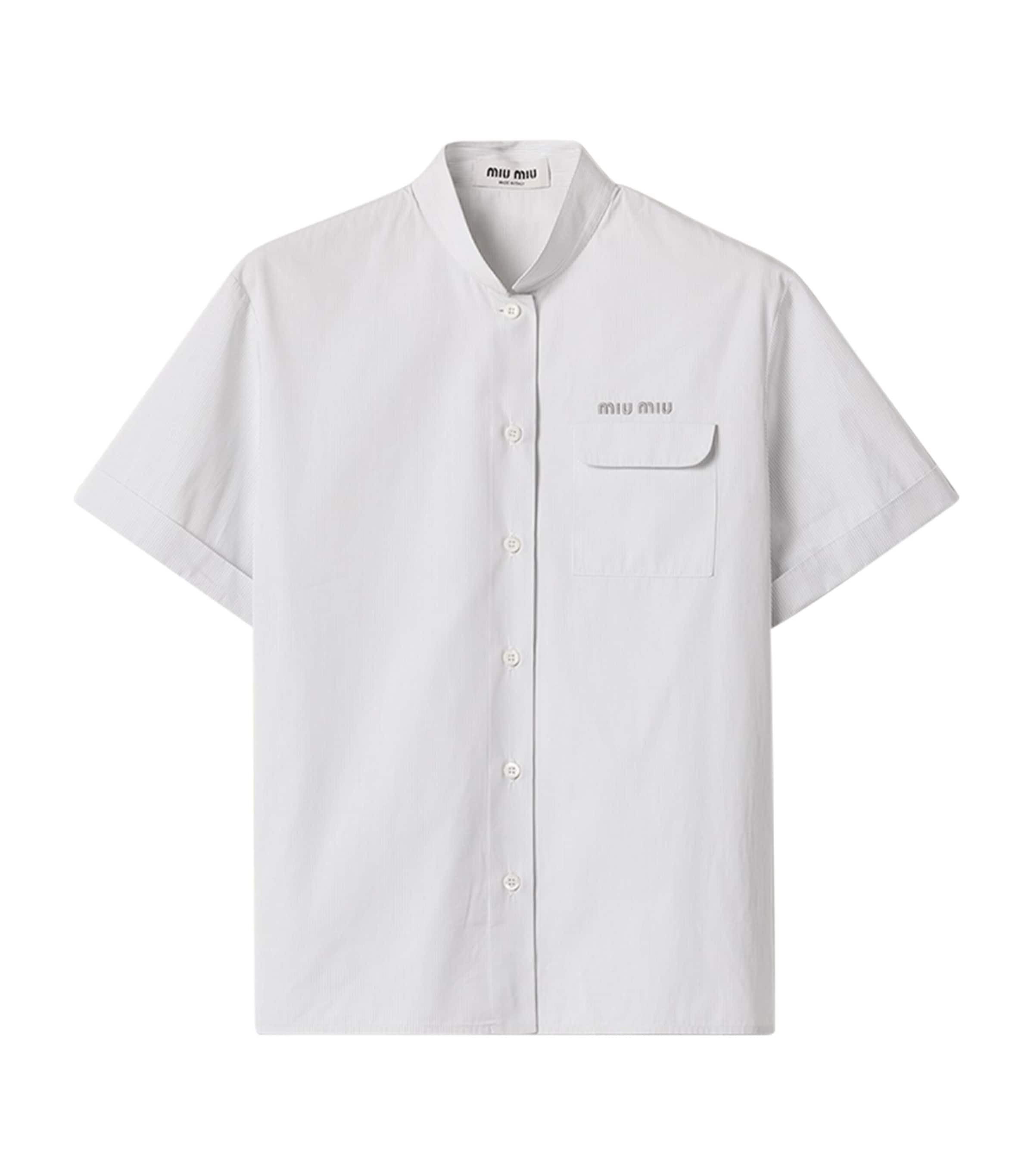 Stand-Collar Pinstripe Shirt