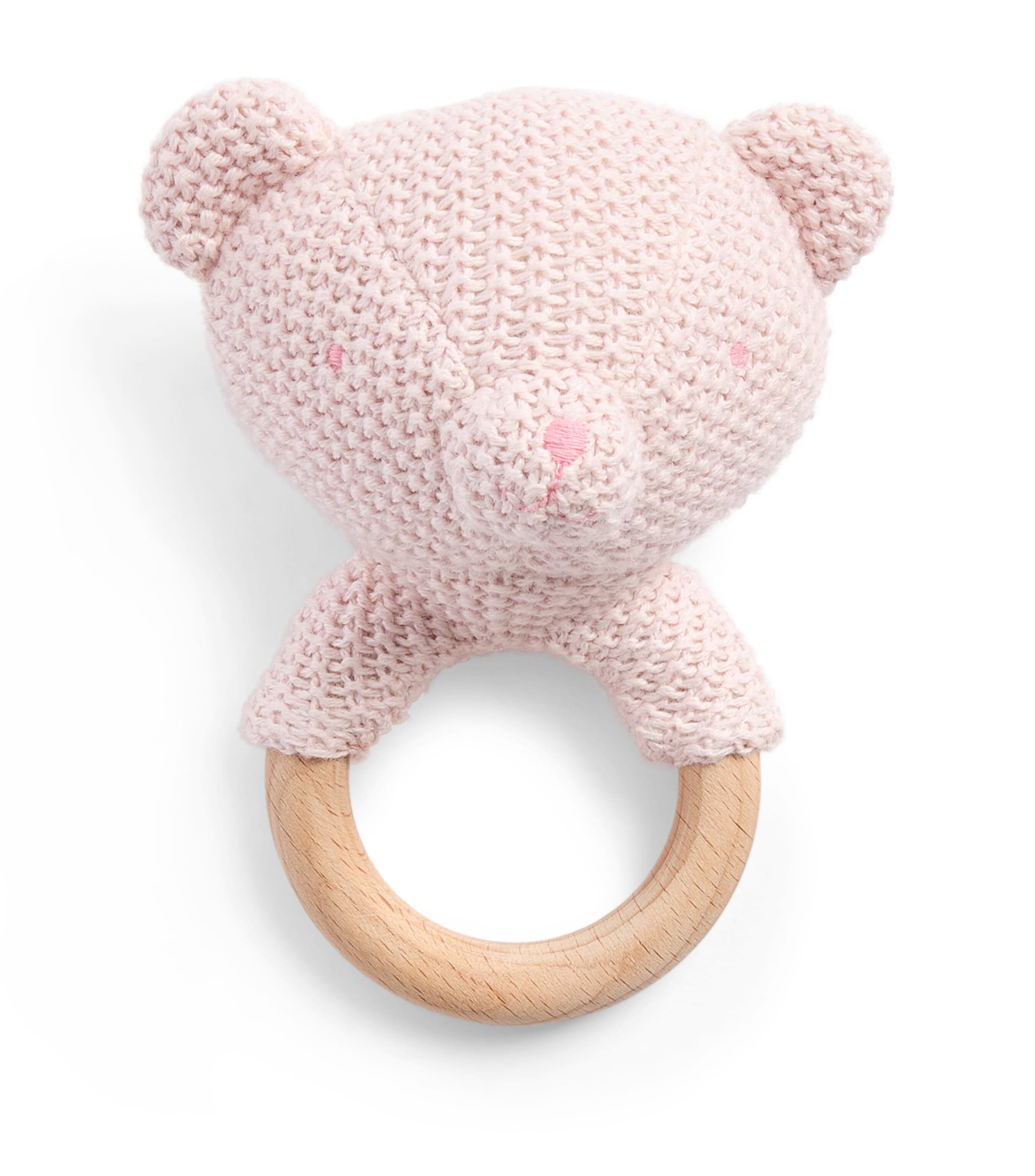Harrods My First Knitted Bear Rattle Blue