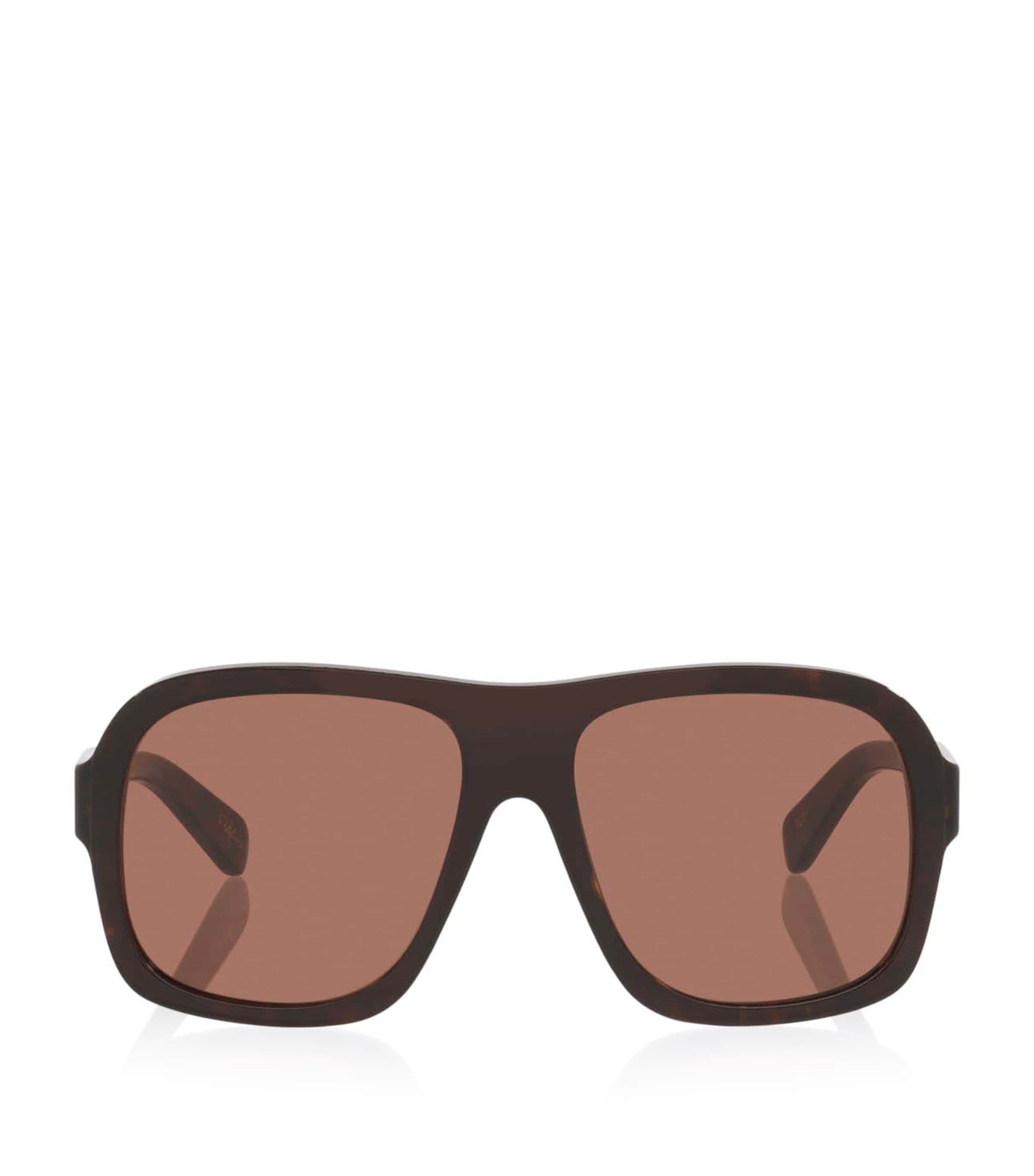 Chloé Acetate Oversized Aviator Sunglasses Brown