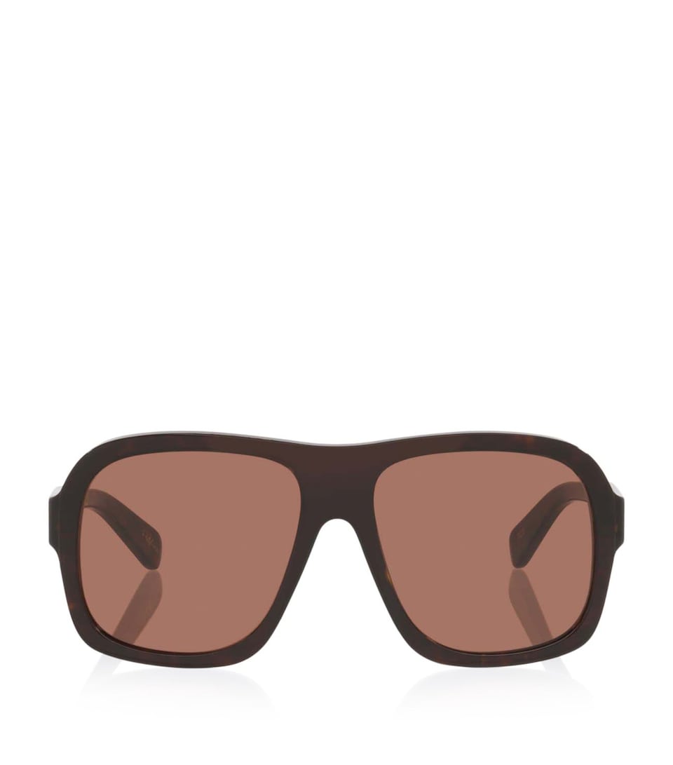 Chloé Acetate Oversized Aviator Sunglasses Brown