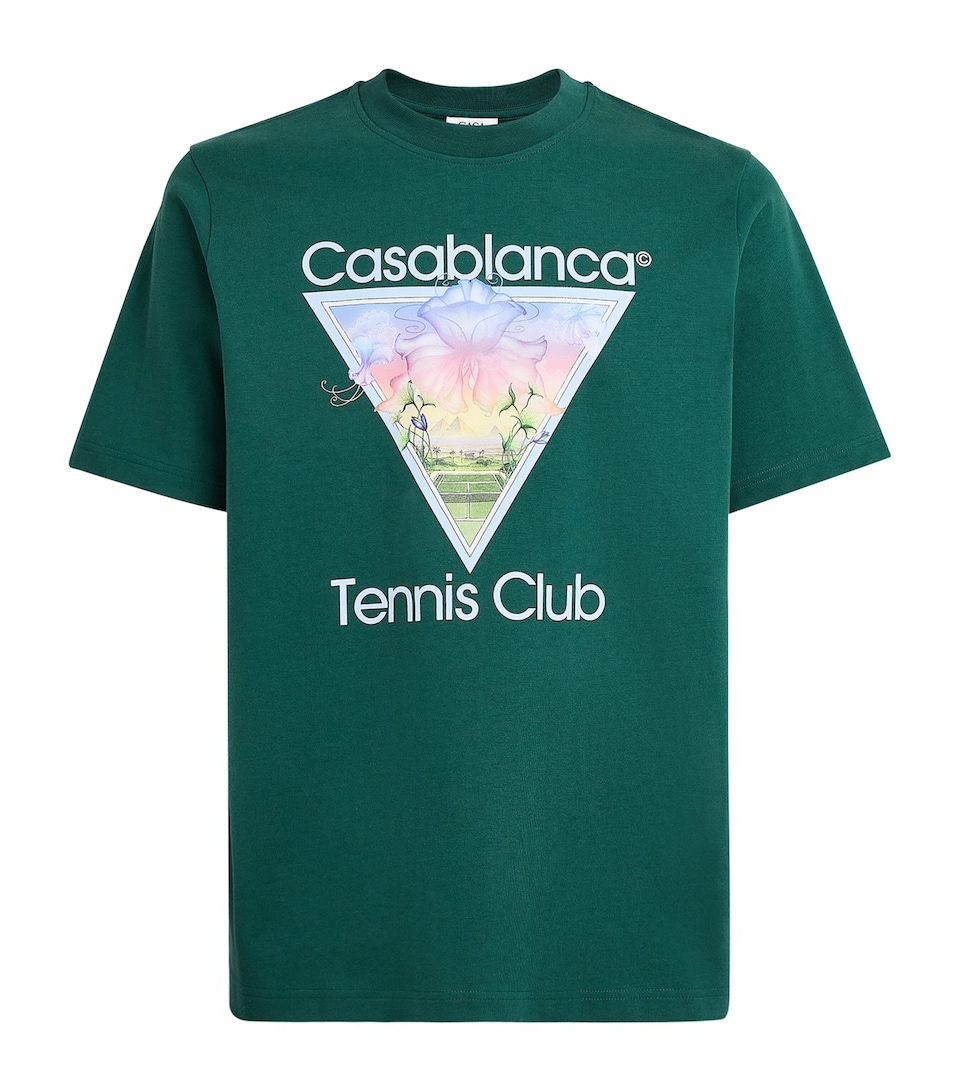 Casablanca Mens Organic Cotton Tennis Club Icon T-Shirt Dark Green
