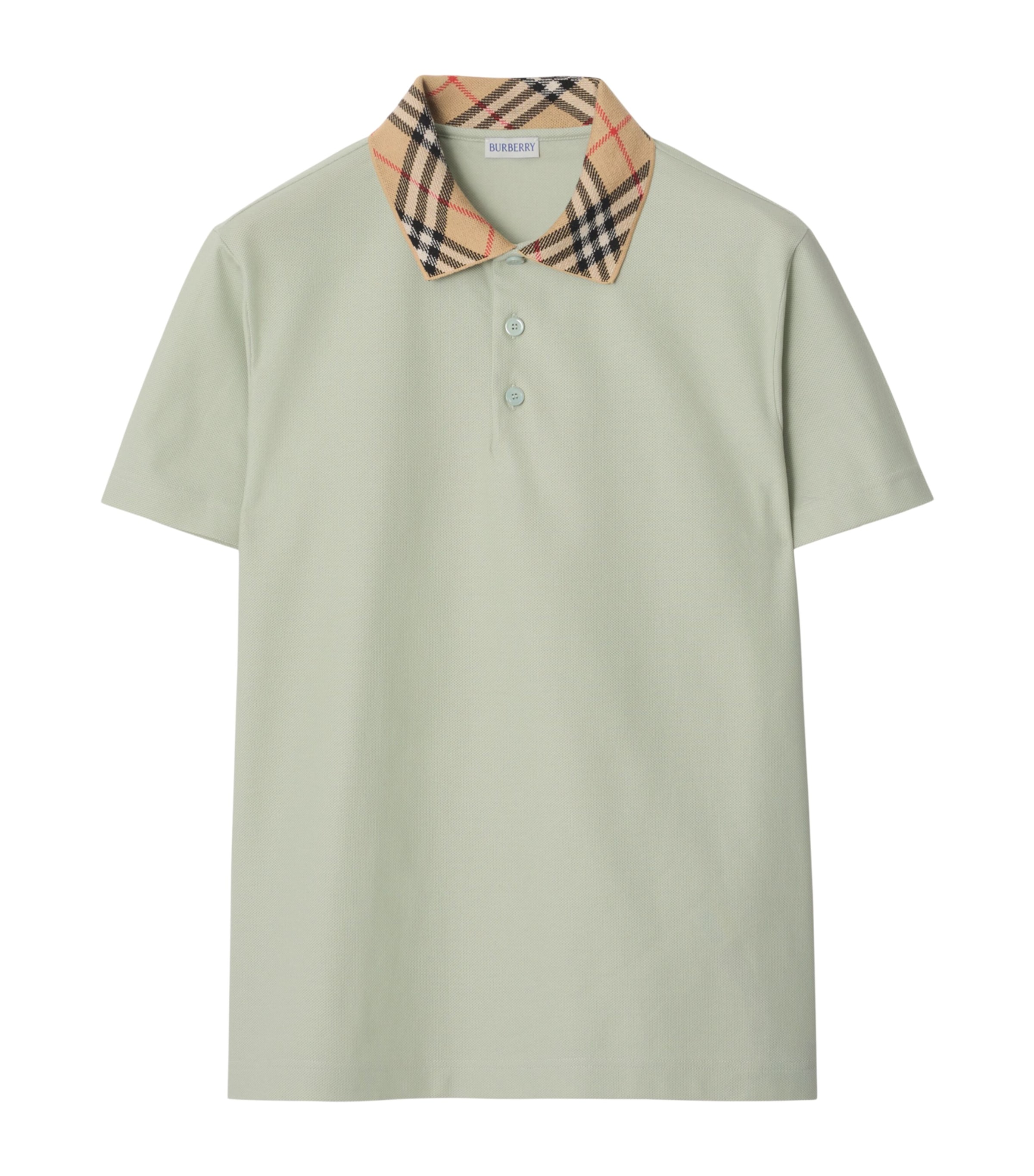 Check-Collar Slim Polo Shirt
