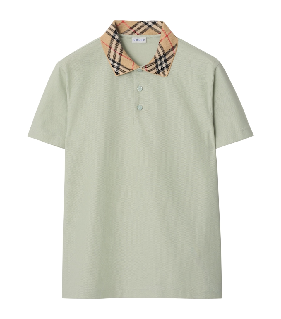 Check-Collar Slim Polo Shirt
