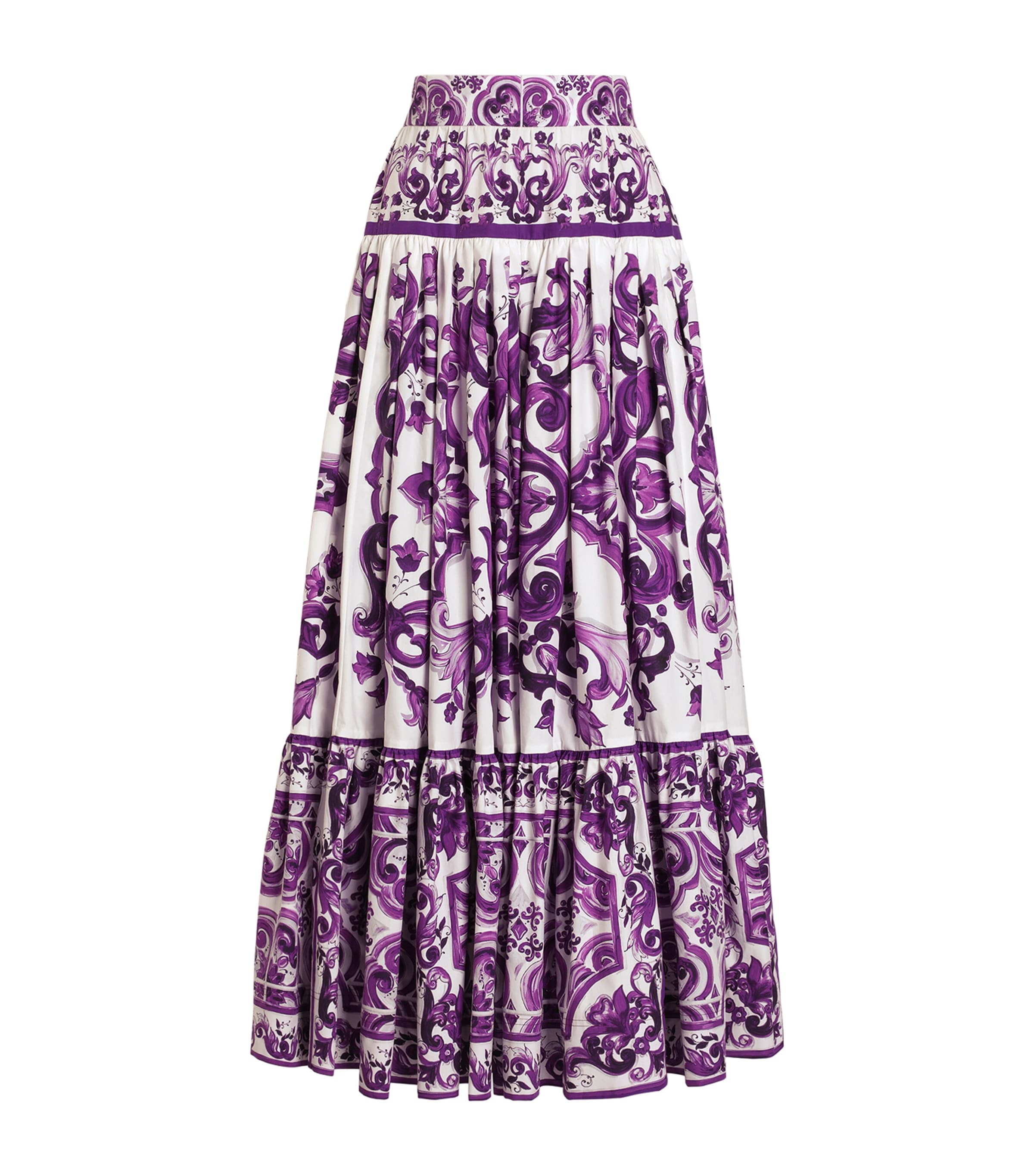 Cotton Majolica Print Maxi Skirt