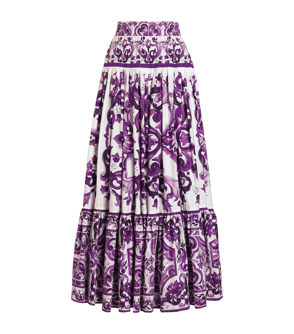 Cotton Majolica Print Maxi Skirt