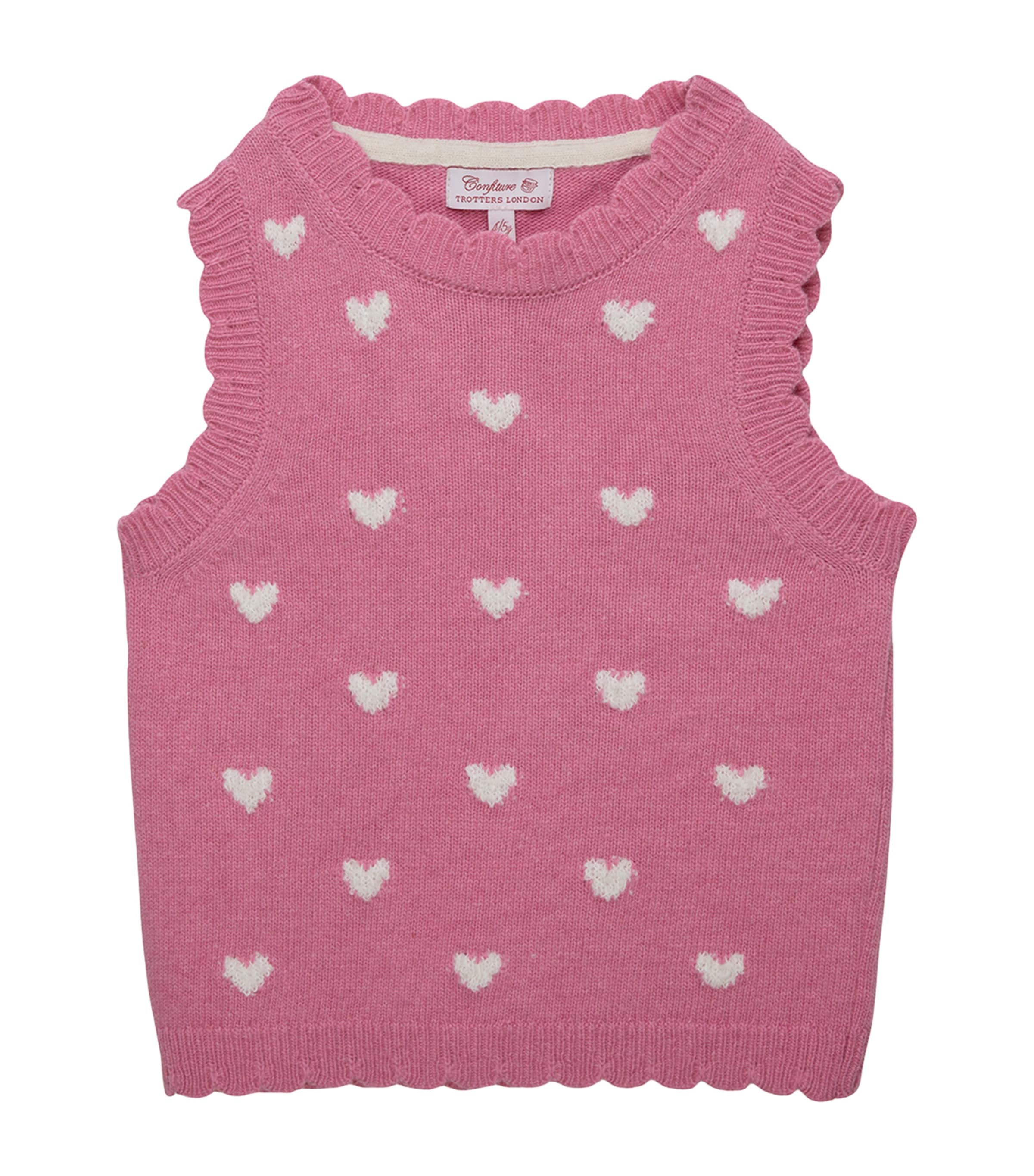Trotters Wool-Blend Heart Sweater Vest (6-11 Years) Bright Pink