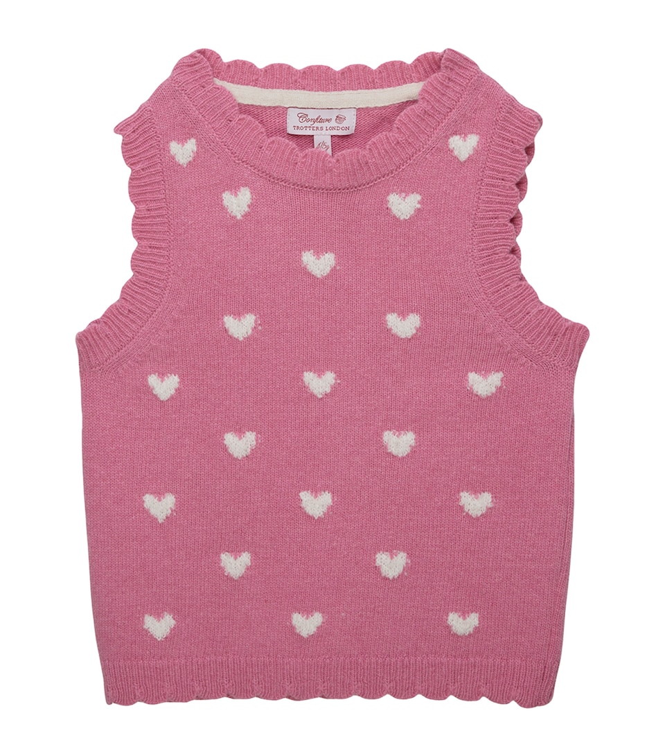 Trotters Wool-Blend Heart Sweater Vest (2-5 Years) Bright Pink