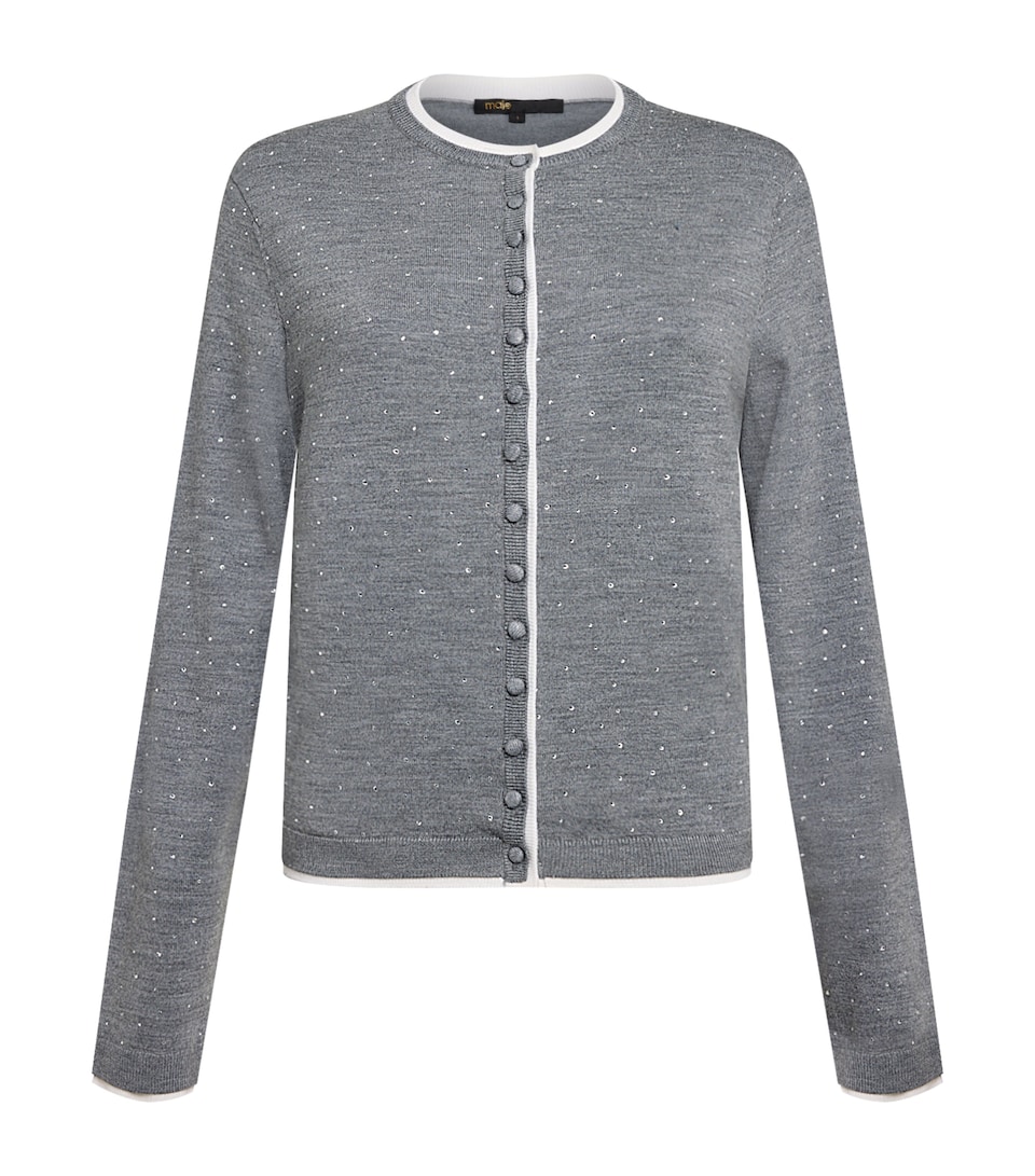 Wool-Blend Rhinestone-Embellished Cardigan