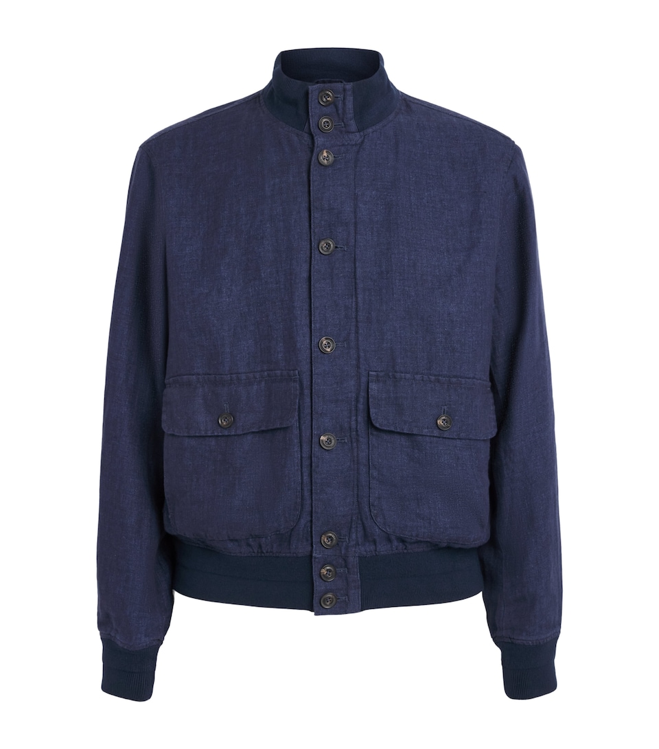 Polo Ralph Lauren Mens Linen Barrett Herringbone Jacket Refined Navy