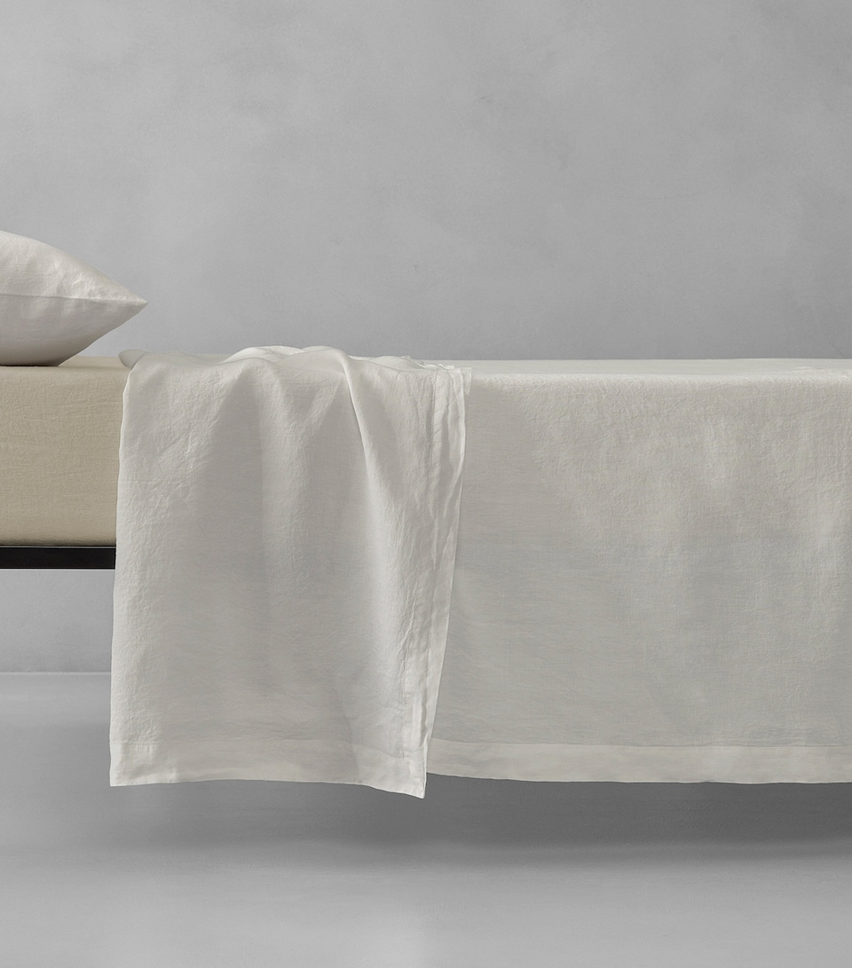 Society Limonta Linen Rem Super King Flat Sheet (270cm x 290cm) Bianco