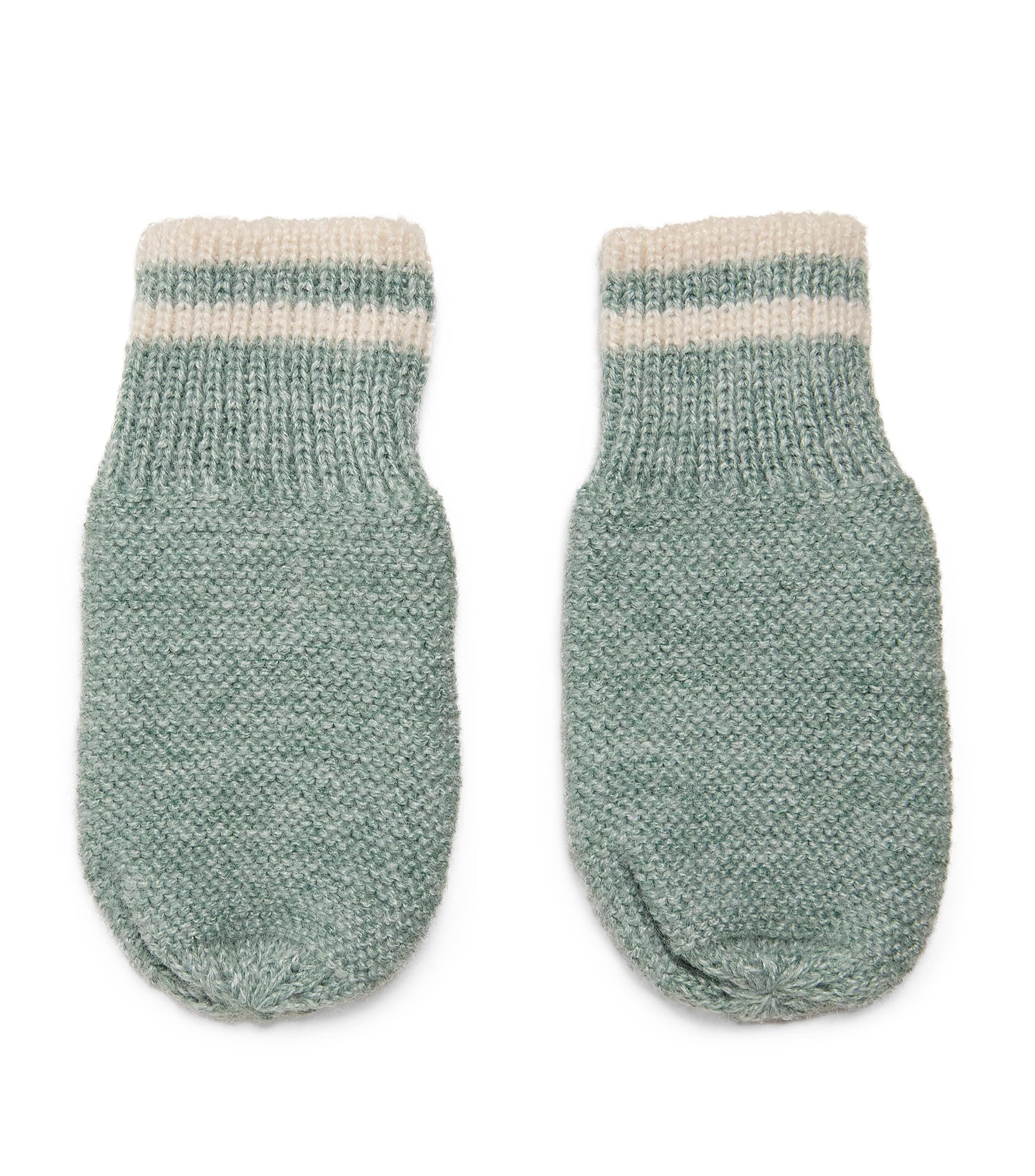 Knitted Contrast-Stripe Mittens (0-24 Months)