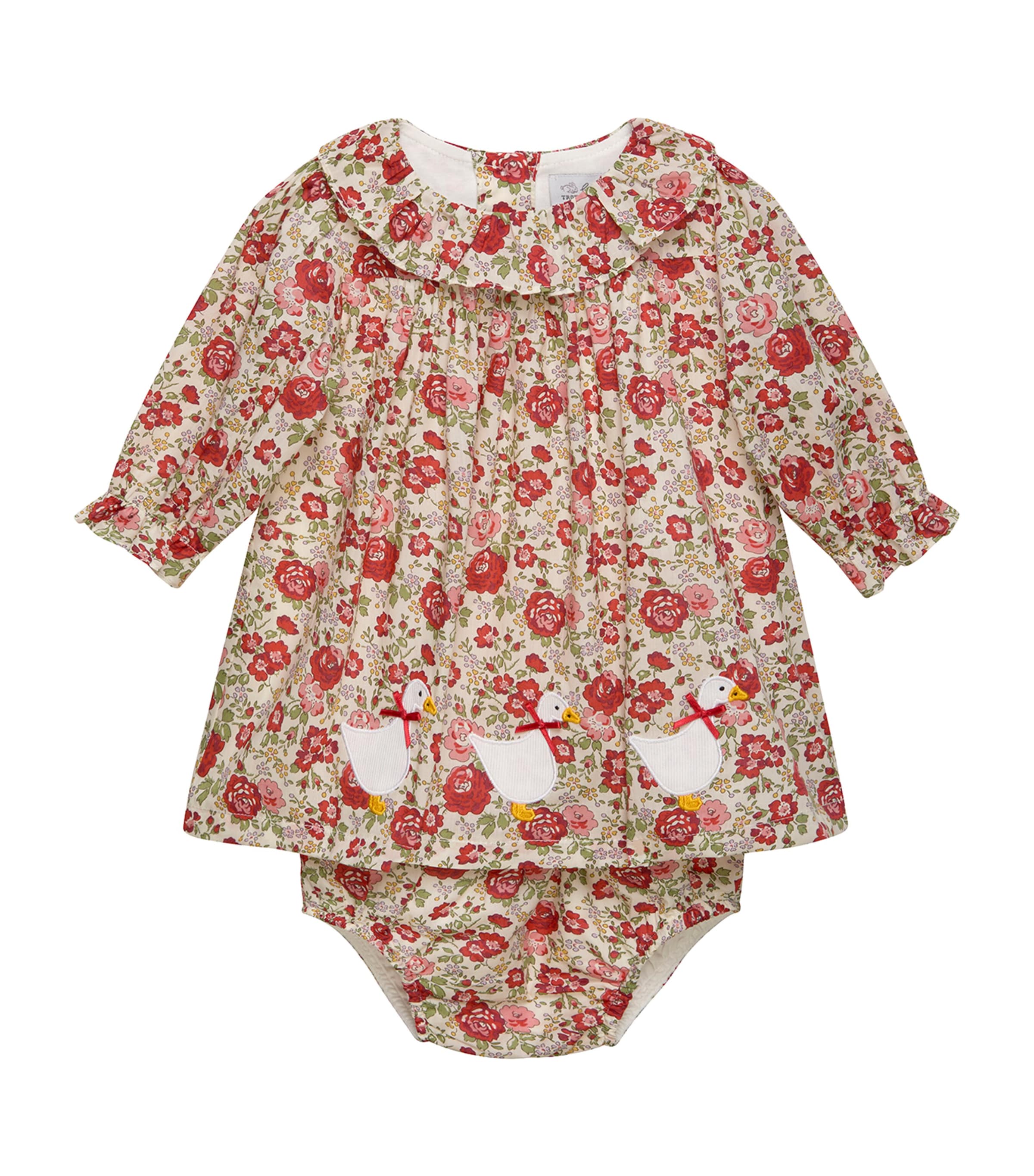 Trotters Cotton Felicite Print Dress and Bloomers Set (Newborn-9 Months) Red