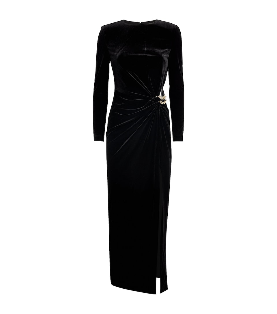 Velvet Chain-Detail Midi Dress