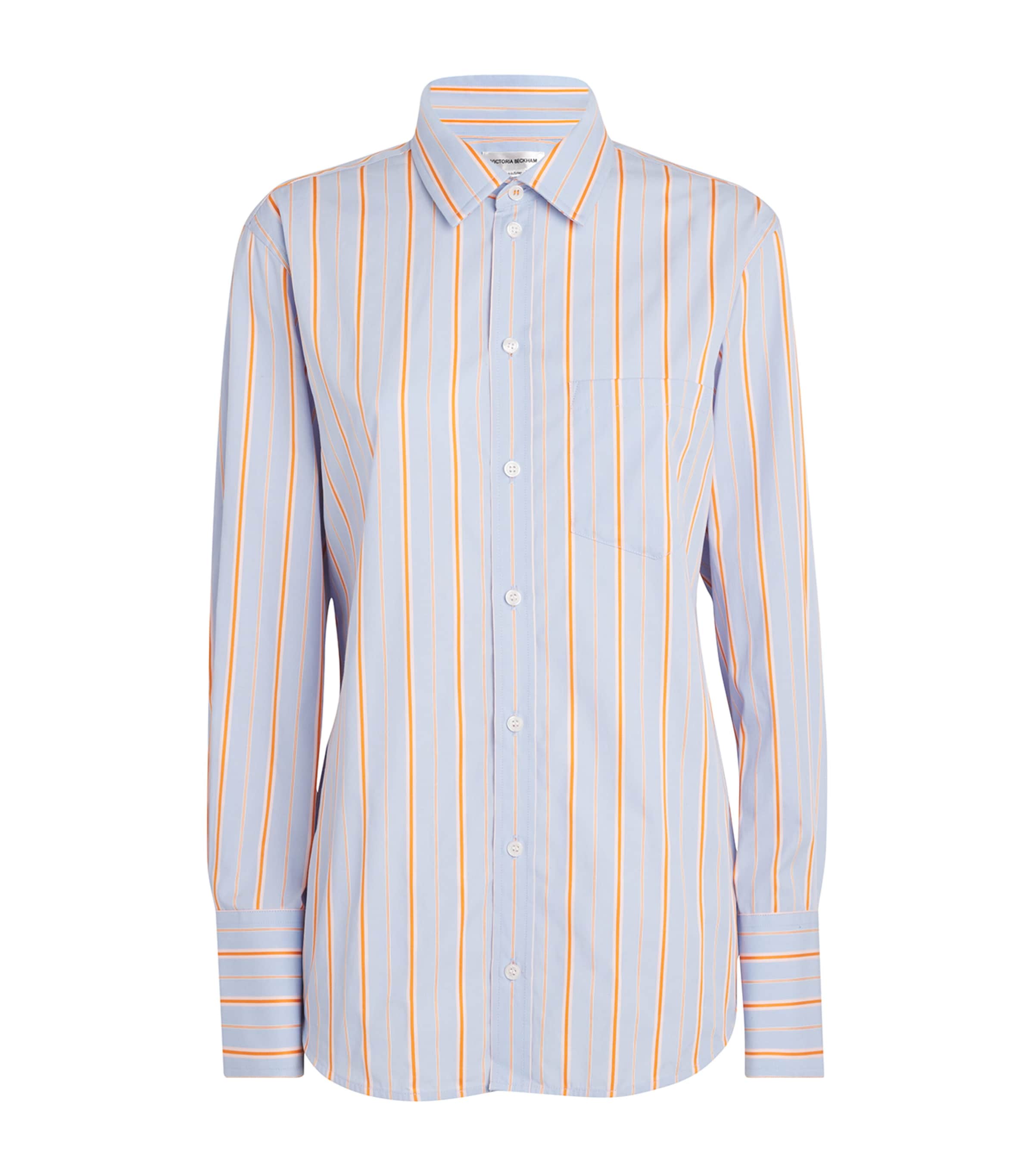 Tab-Detail Stripe Shirt