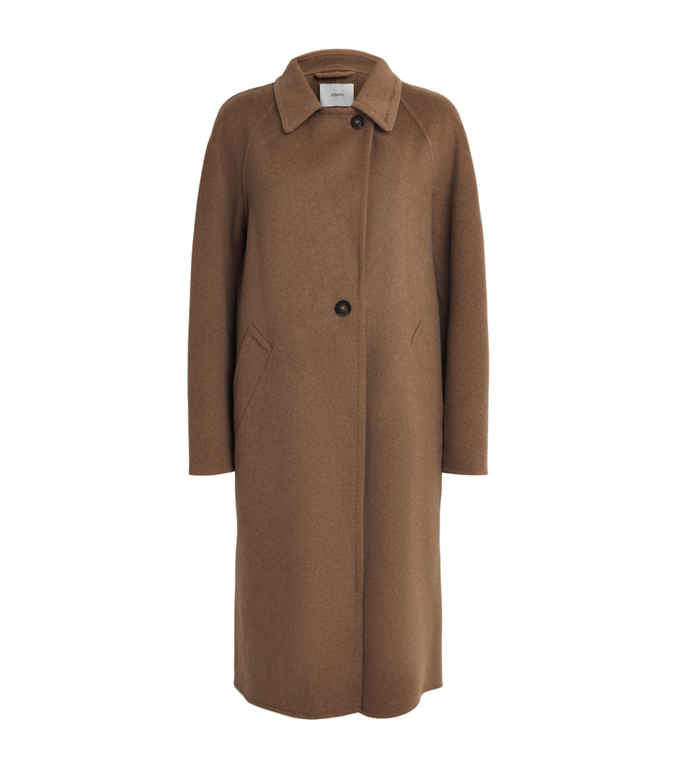 Joseph Womens Wool-Cashmere Franco Coat Taupe