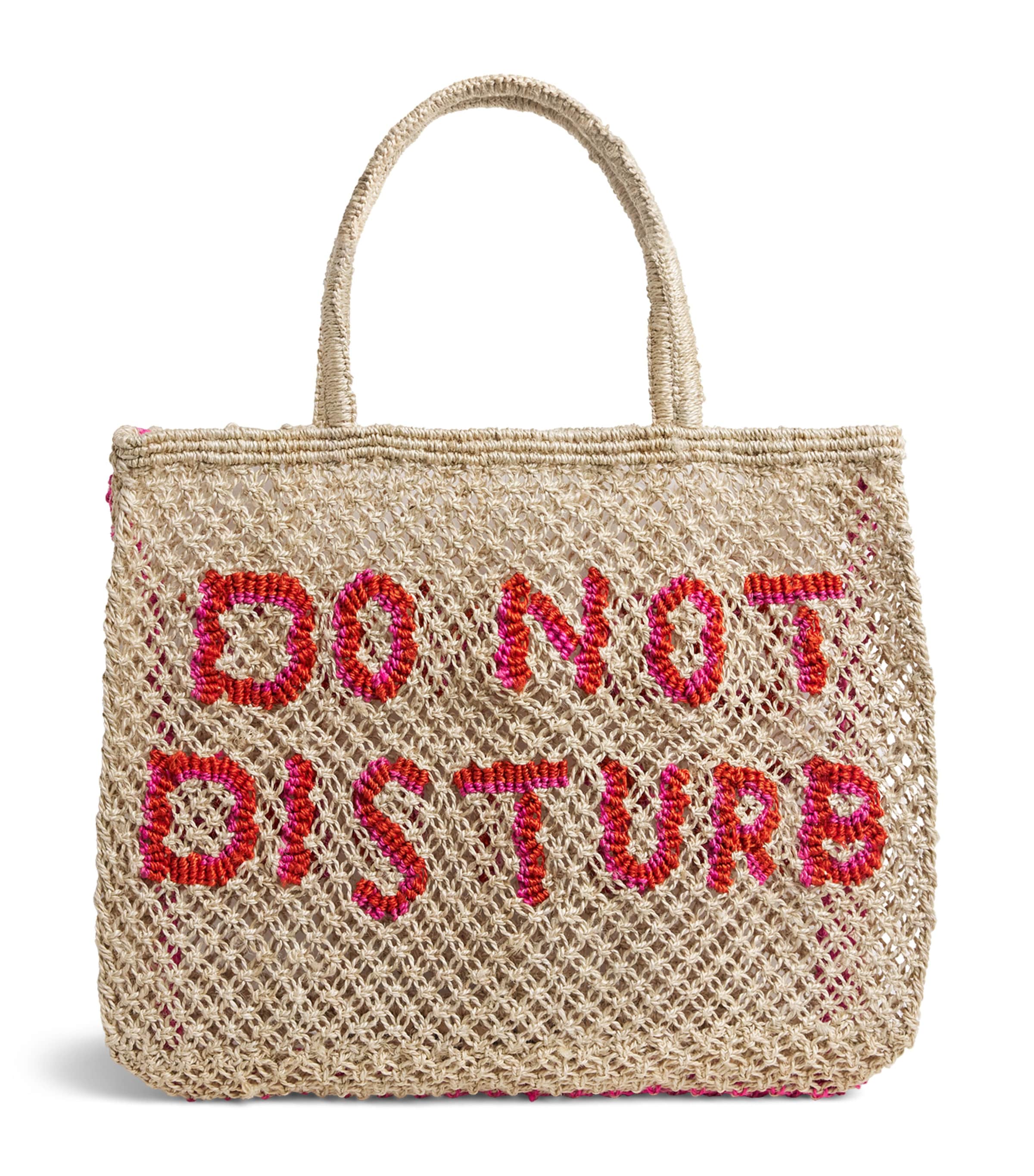 the Jacksons Jute Do Not Disturb Tote Bag Natural/scarlet/pink