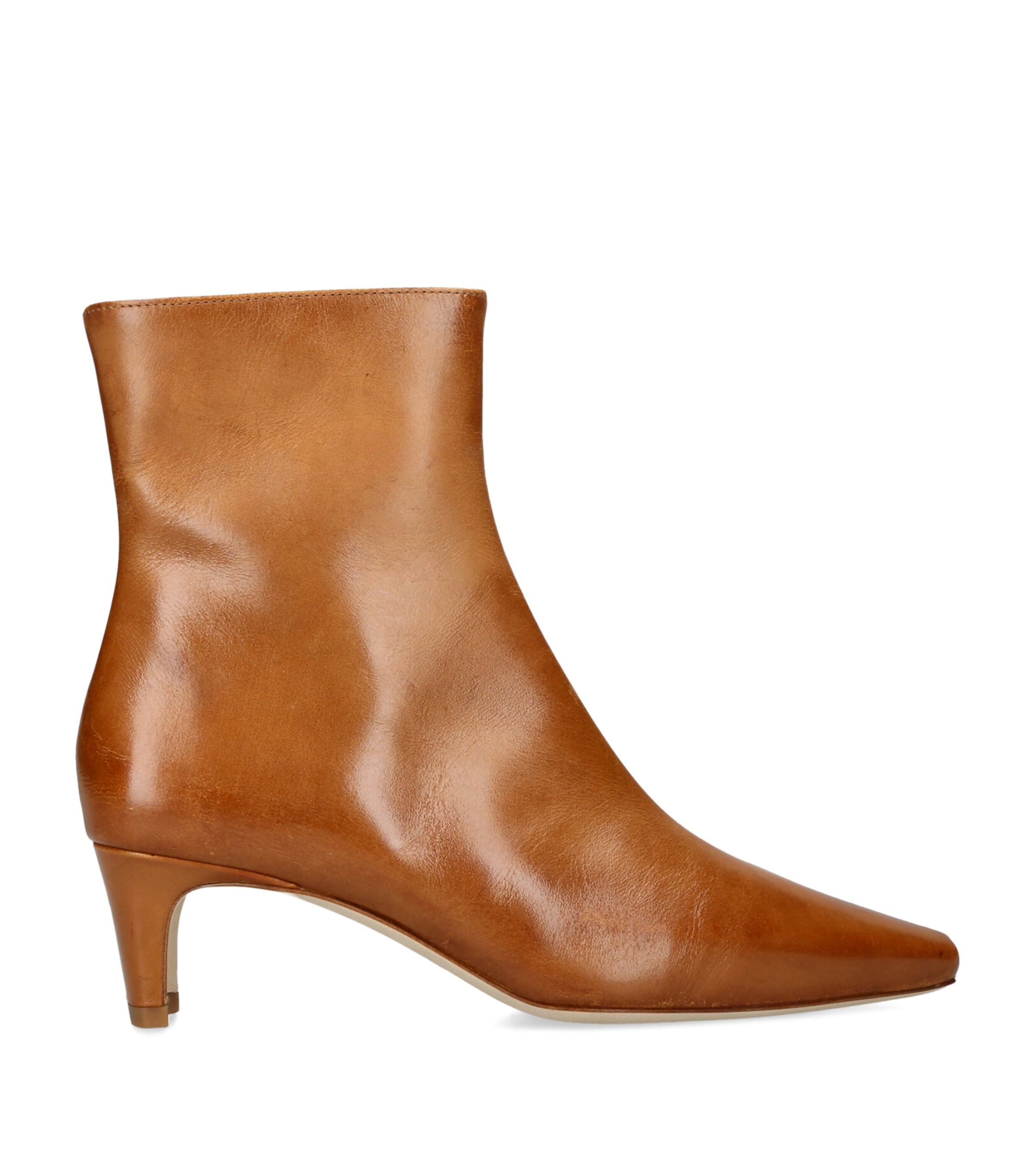 STAUD Leather Wally Ankle Boots 55 Tan