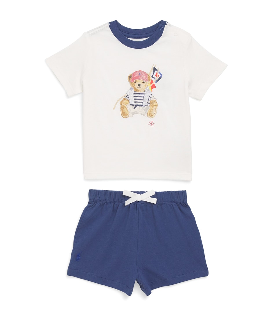 Ralph Lauren Kids Cotton T-Shirt and Shorts Set (3-24 Months) White