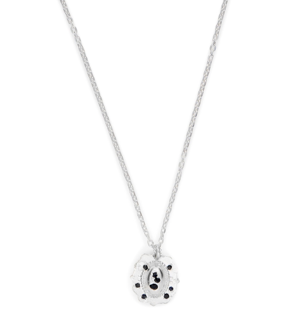 THE OUZE Sapphire-Embedded Medallion Necklace Blue
